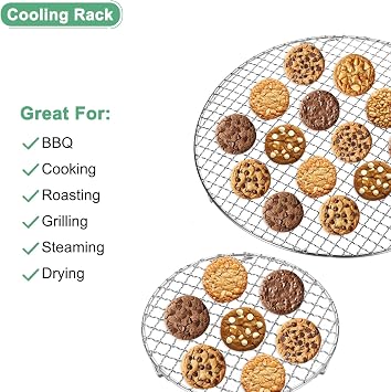 M METERXITY Cooling Rack, 13 Round Stainless Steel Baking Rack with 20mm Legs for BBQ/Cooking/Roasting/Grilling/Steaming/Drying, Wire Cooling Rack for Baking [Silver]