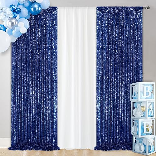 Miniatura 10 de SquarePie Cortina de lentejuelas, 2 paneles, 2 x 8 pies, telón de fondo dorado para boda, fiesta, Navidad