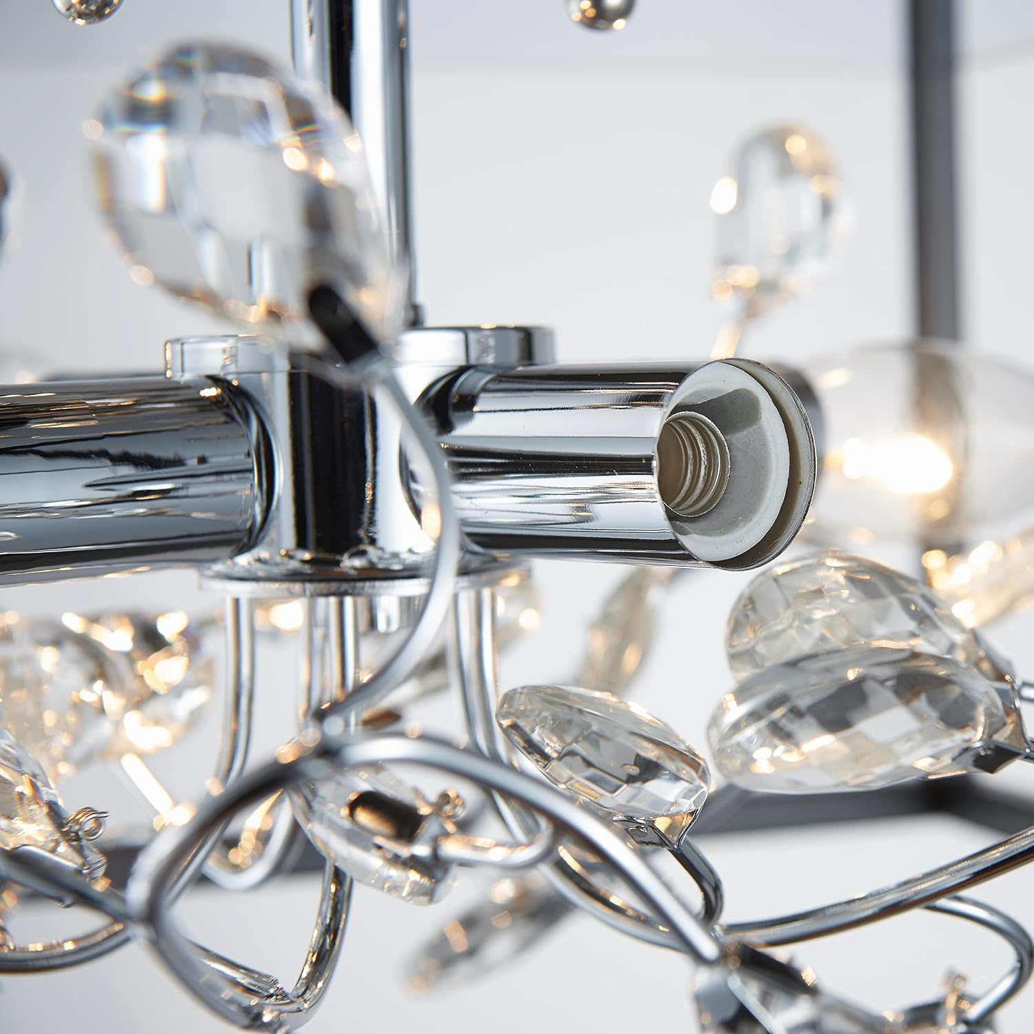 AGV LIGHTING CL044C Crystal Ceiling Light Fixture, Modern Flush Light, Perfect for Living Space, D12.5 x H8, E12 Base 3-Lights, Matte Black & Chrome Finish