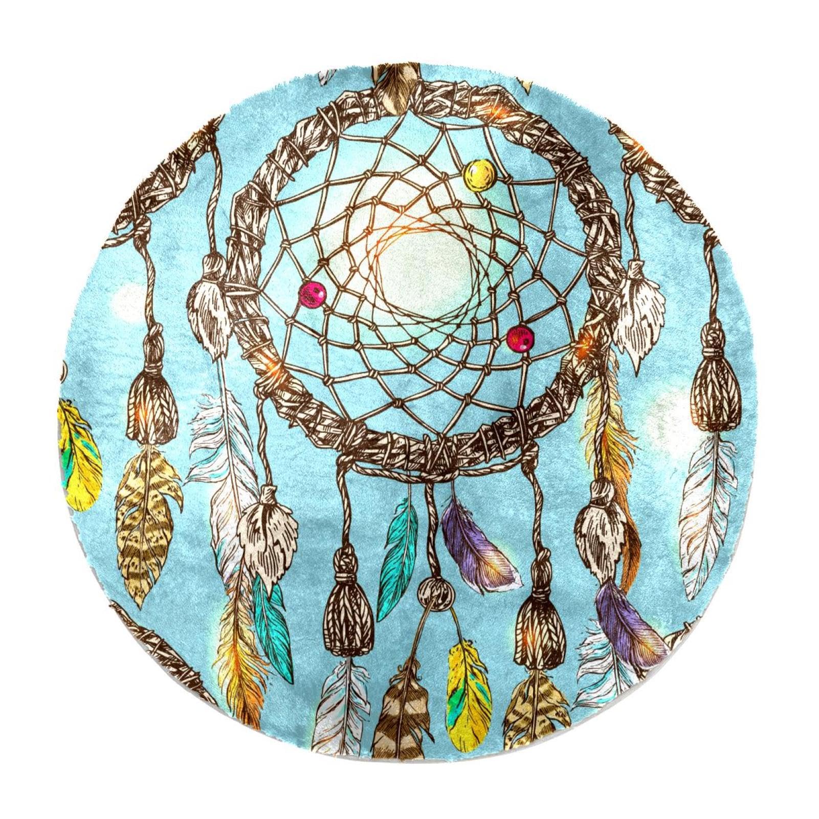 Flauschiger, weicher Teppich für Wohnzimmer, Schlafzimmer, Traumfänger, rutschfest, zottelig, waschbar, Teppich für Schlafzimmer, Spielbereich, Kinderzimmer, dekorativ, 80 cm