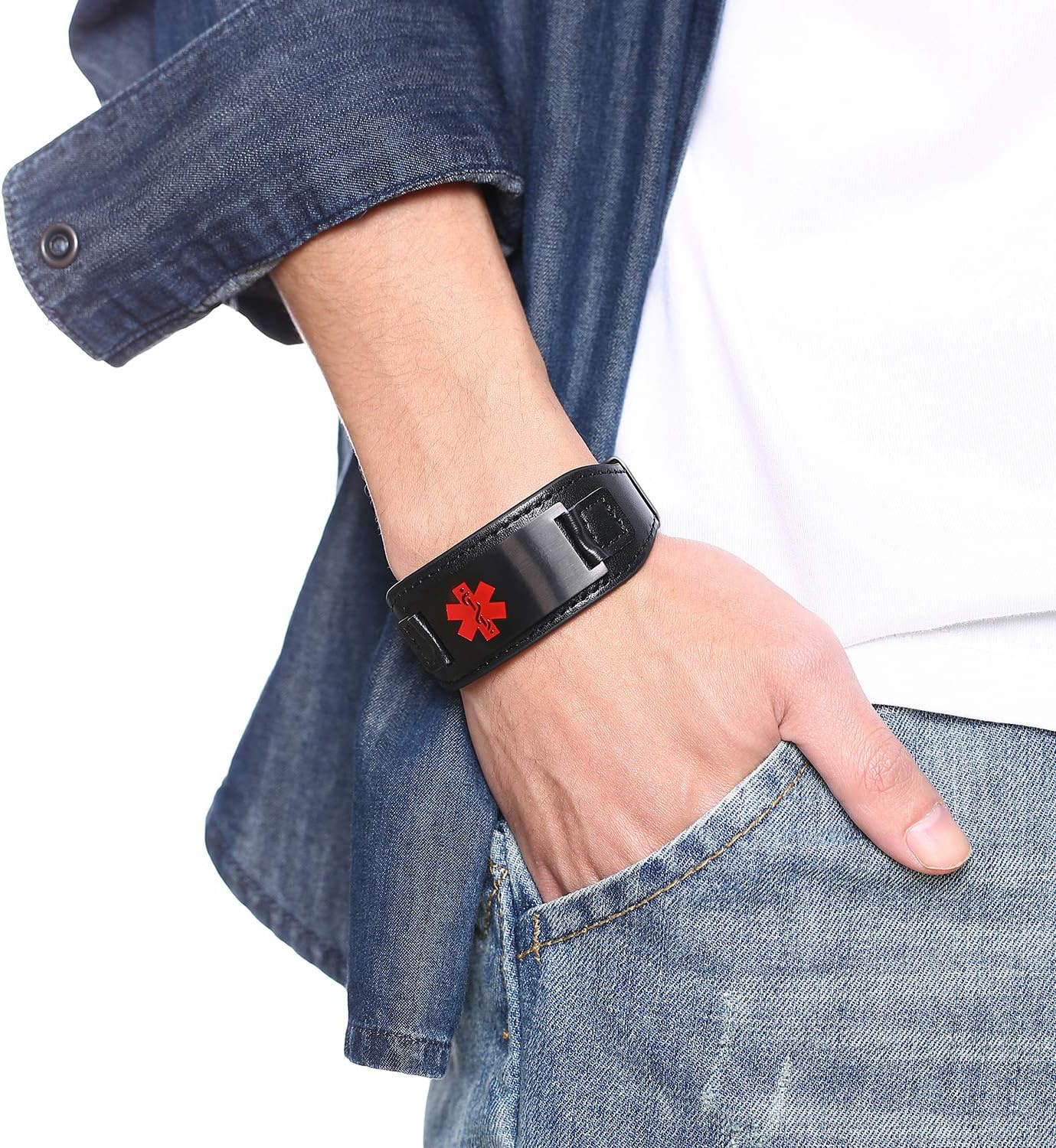 Personalized Custom Medical Alert ID Bracelet for Men,Stainless Steel Emergency ICE Jewelry