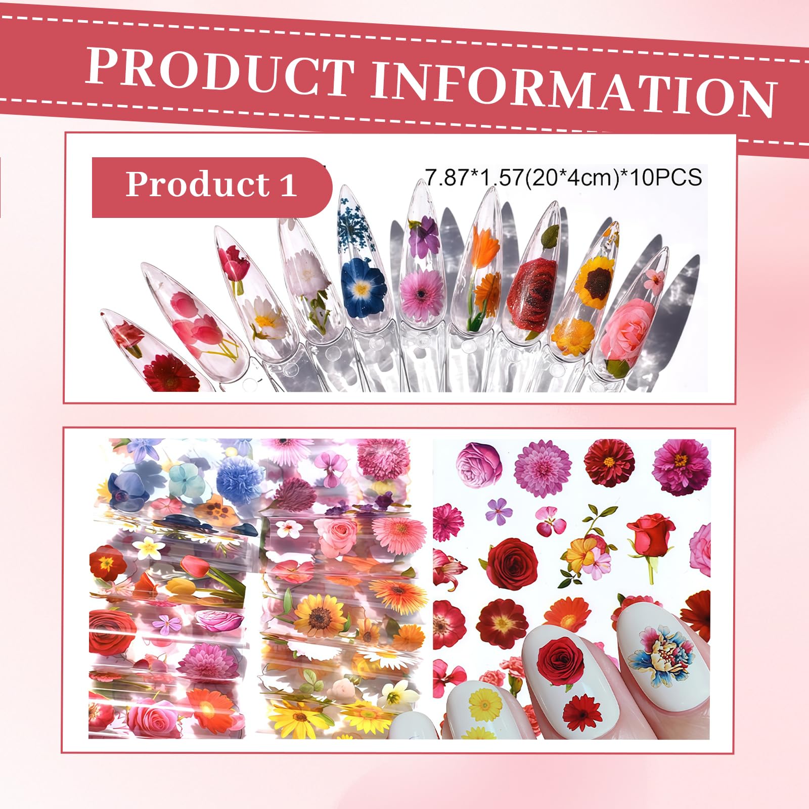 Stickers, 60 piezas plantillas de uñas y lámina de transferencia para uñas, plantillas de estampado con diseños variados Nail Art Pen