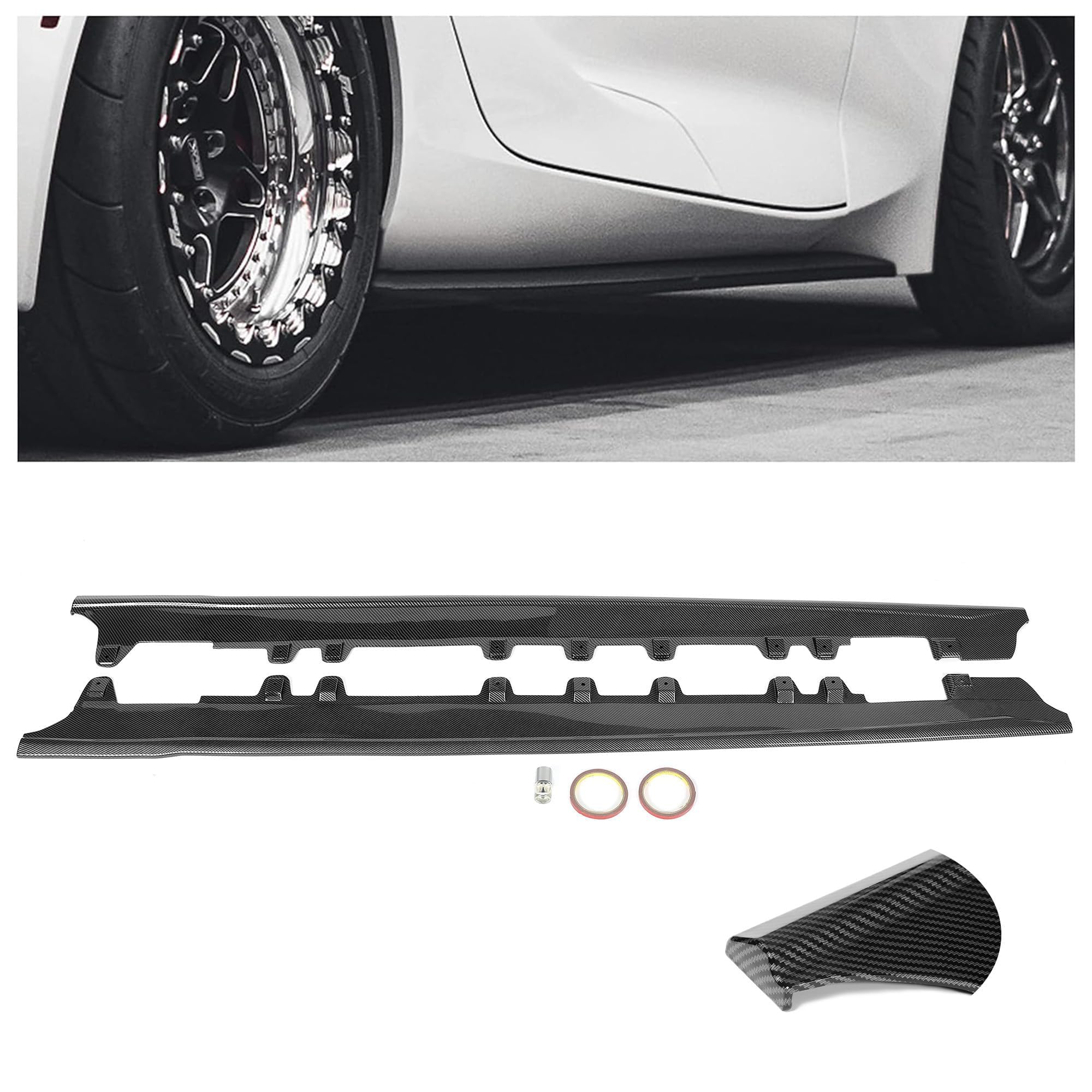 KUAFU Side Skirt Compatible with 2020-2024 Toyota GR Supra A90 Models 2-Door Artisan Spirit 2PCS Side Skirts Extension Rocker Panel Bodykit Carbon Fiber Print