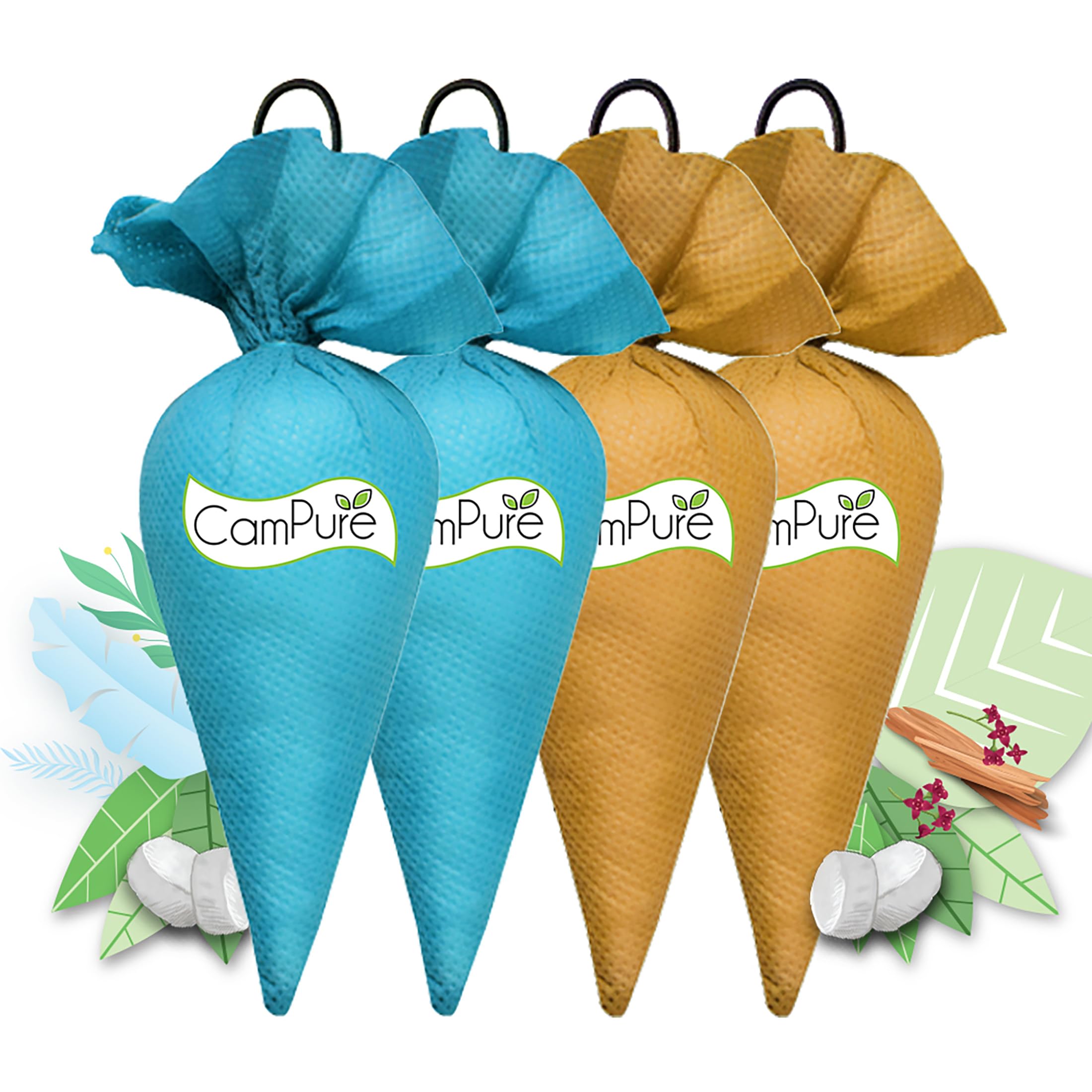 MANGALAM CamPure Camphor Cone (2 Original & 2 Sandalwood) Pack Of 4-100% Organic | Air Freshener For Car, Wardrobe, Office Cabin's, Drawers, Travel Bag & Bathroom