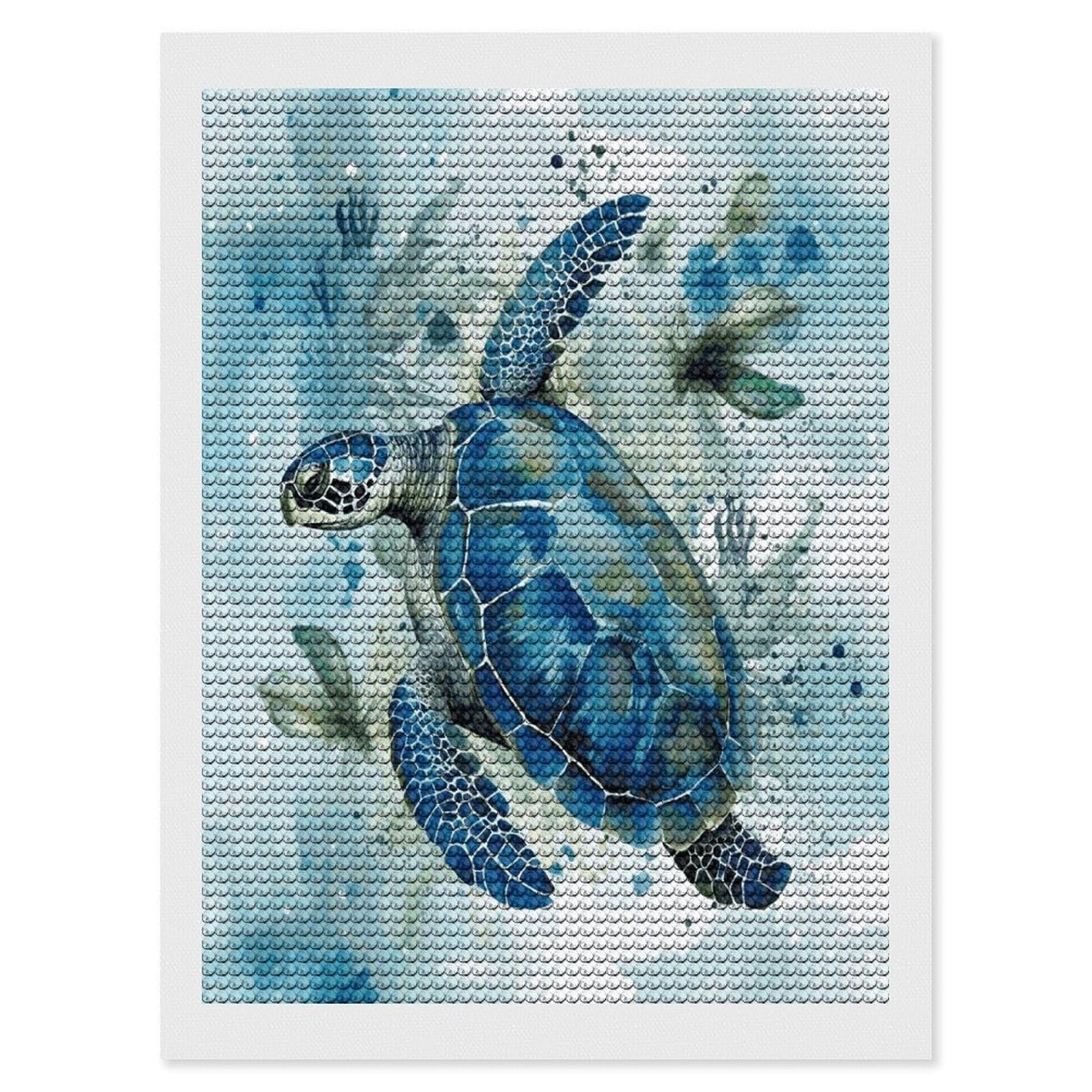 FekiLoot Sea Turtle-Blue Paint by Numbers Kit for Adults Beginner DIY Diamond Dots Paintings Round Full Drill Diamond Art Kits Picture Diamond Art Painting Kits for Home Decor 12"x16"