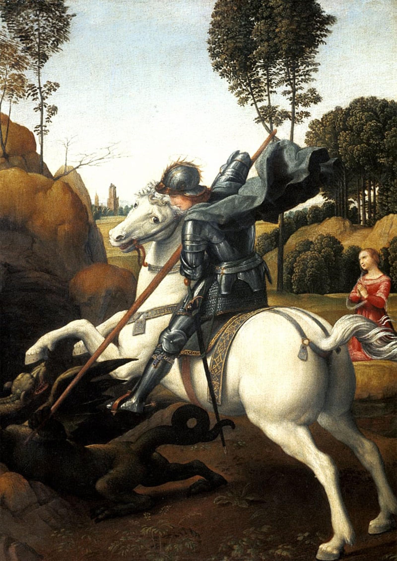 SERENDIPITP Vintage Wall Art Canvas Nordic Poster Canvas Print Picture Saint George and the Dragon by Raffaello Sanzio Raphael Wall Art Poster for Home Decor 60x90cm