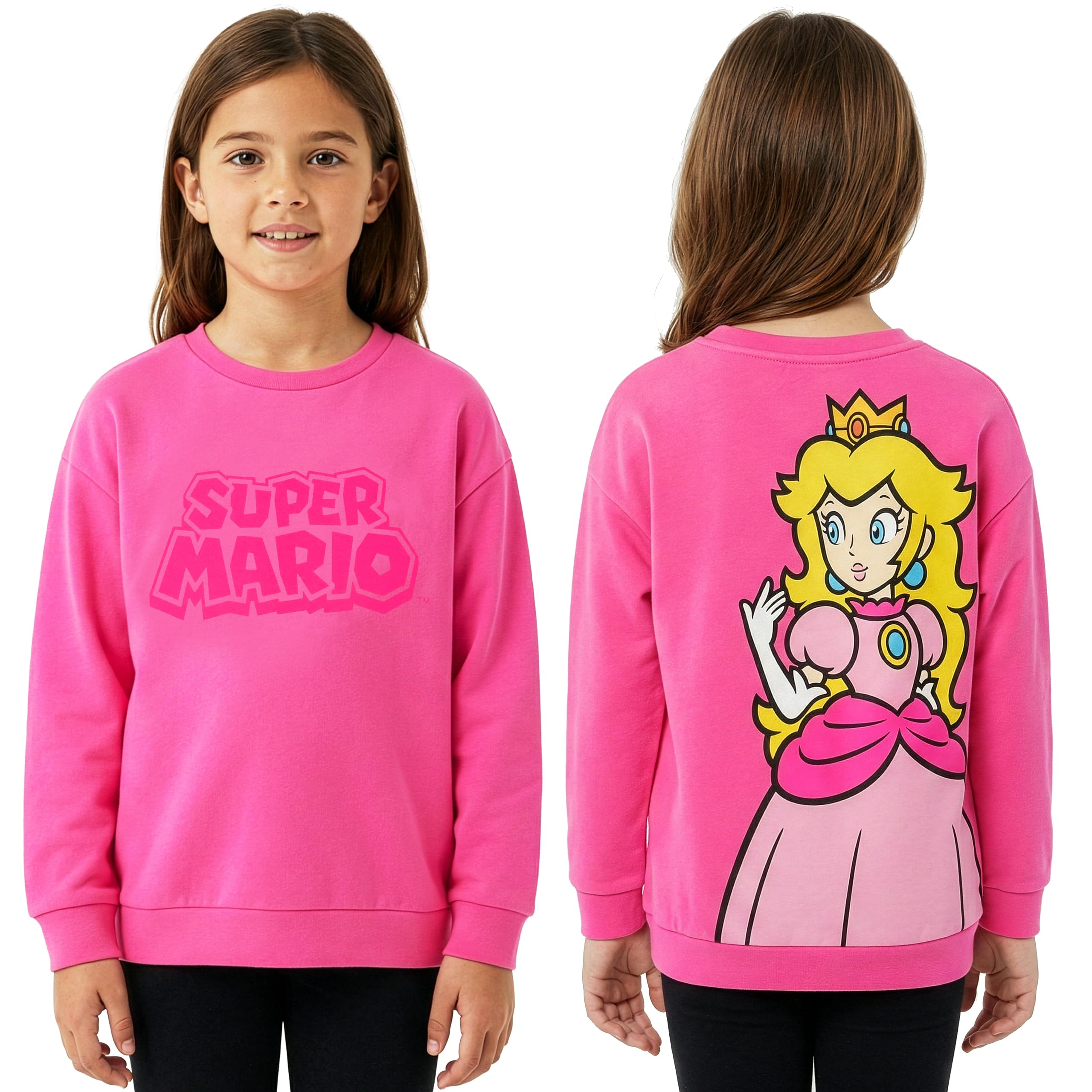 Super Mario Sweatshirt Fille, Pull Fille Princesse Peach, Sweatshirt Enfant Coton - 3