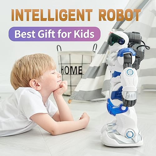 Miniatura 2 de YESTA Juguetes grandes de robot inteligente RC para niños canto a control remoto baile y batalla caminata lunar detección de gestos disparo de