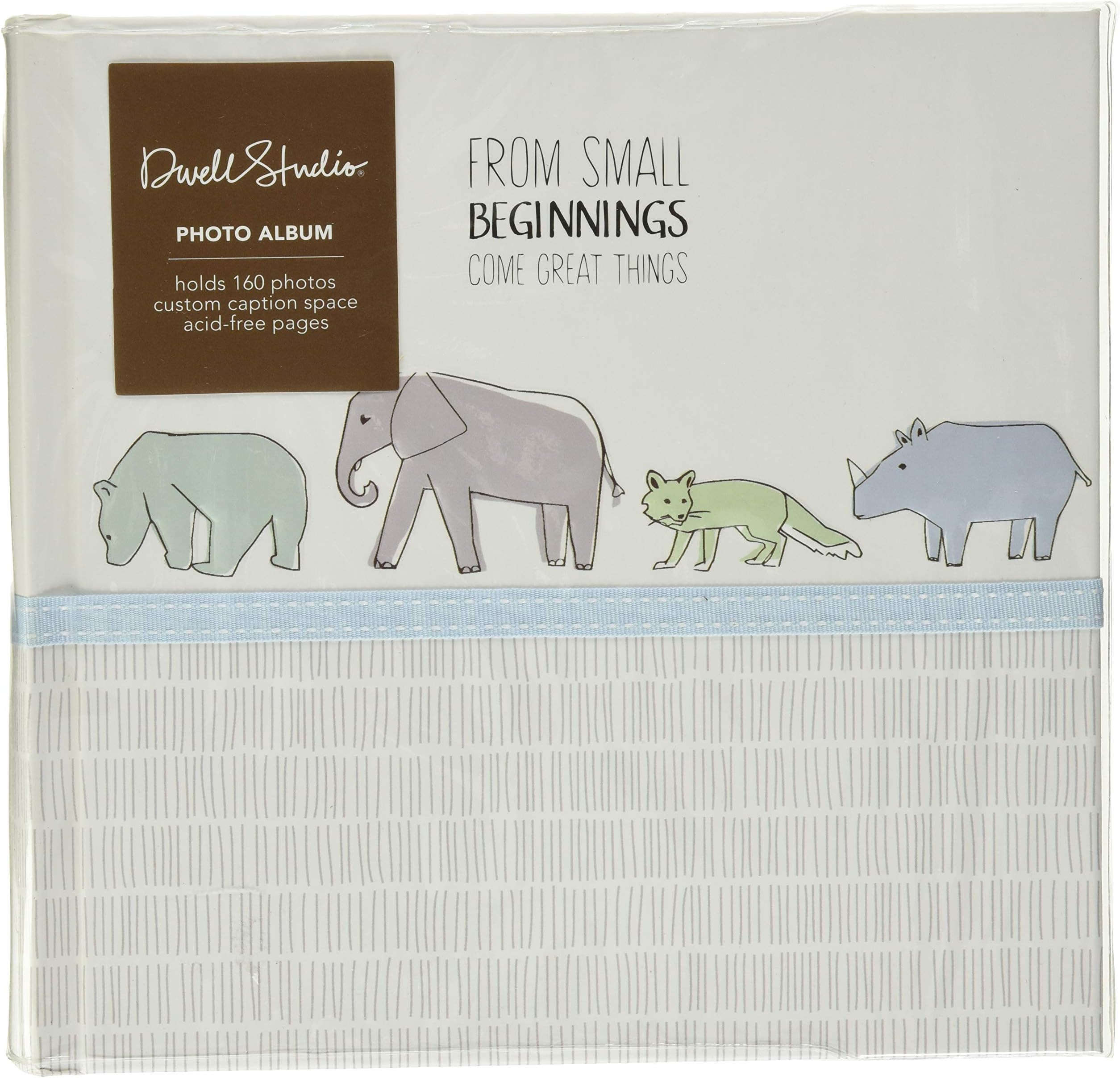Animal Themed Slim Photo Journal Album for Babies and Newborns by DwellStudio, 9" W x 8.875" H, 80 Pages
