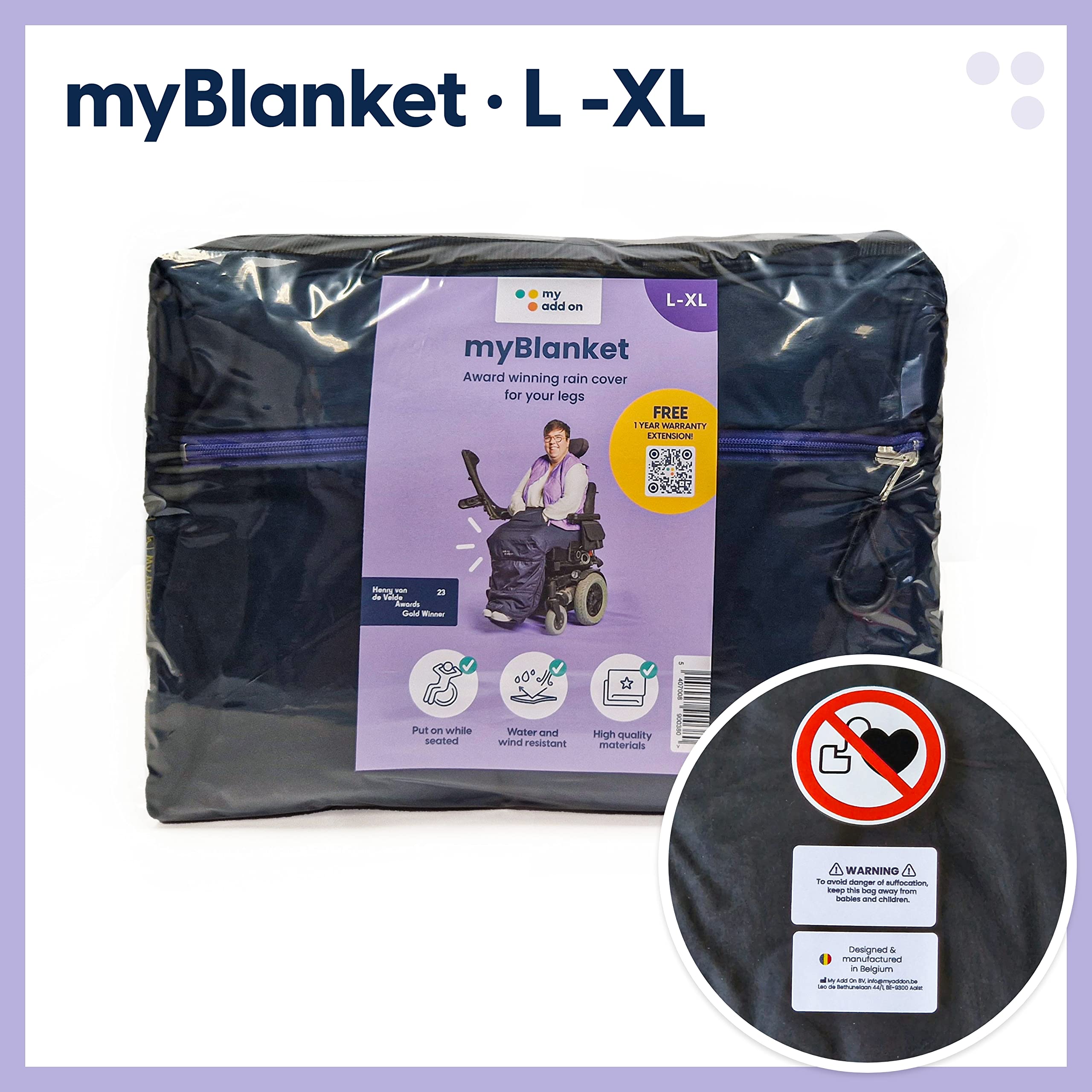 MyBlanket Letni, wiatroszczelny i wodoszczelny koc na wózek inwalidzki, lekki i kompaktowy, koc ochronny na nogi, również do pojazdów elektrycznych i skuterów, ochrona przed deszczem, bez wstawania,