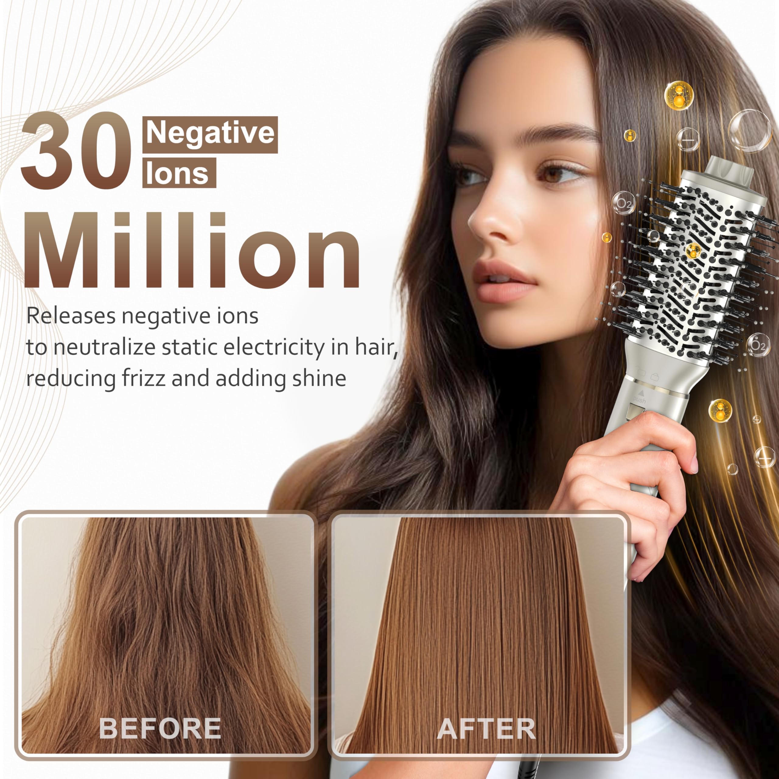 Hair Dryer Brush 7 in 1 Professional Hot Air Styler, 110,000 RPM High Speed Negative Ionic Dryer, Straightener Comb & 2 Auto Wrap Curlers, 2 Concentrator, Oval & Round Styling Brush 3