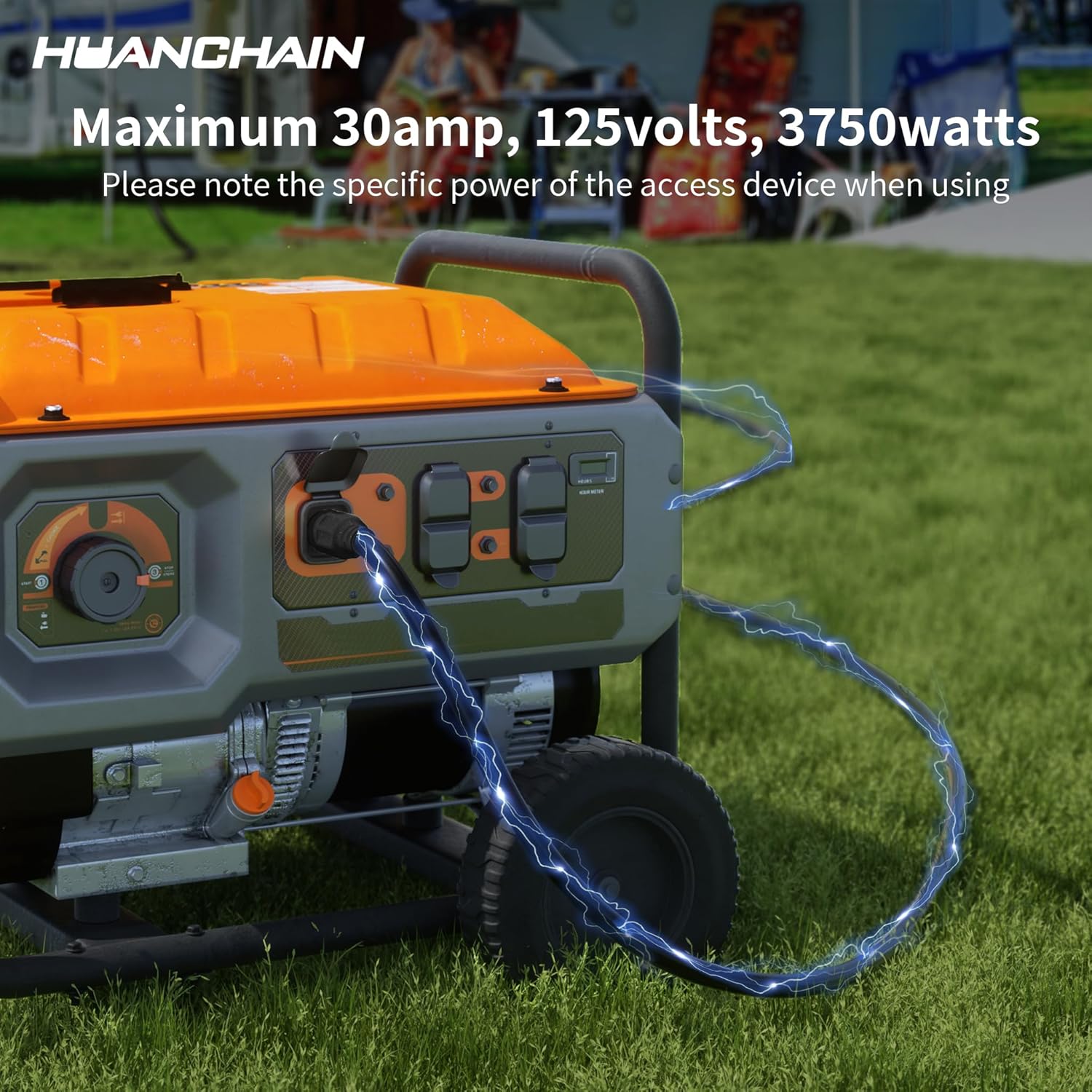 huanchain L5-30P/L5-30R 3 Prong 30 Amp Generator Cord 50 FT, Heavy Duty 10AWG 125V 3750W SJTW, Black Locking Generator Extension Cord Waterproof, ETL Listed