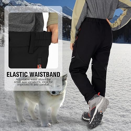 Miniatura 4 de Toomett Pantalones cargo de nieve para niños, niñas y niños al aire libre con forro polar suave Shell senderismo pesca esquí pantalones aislados