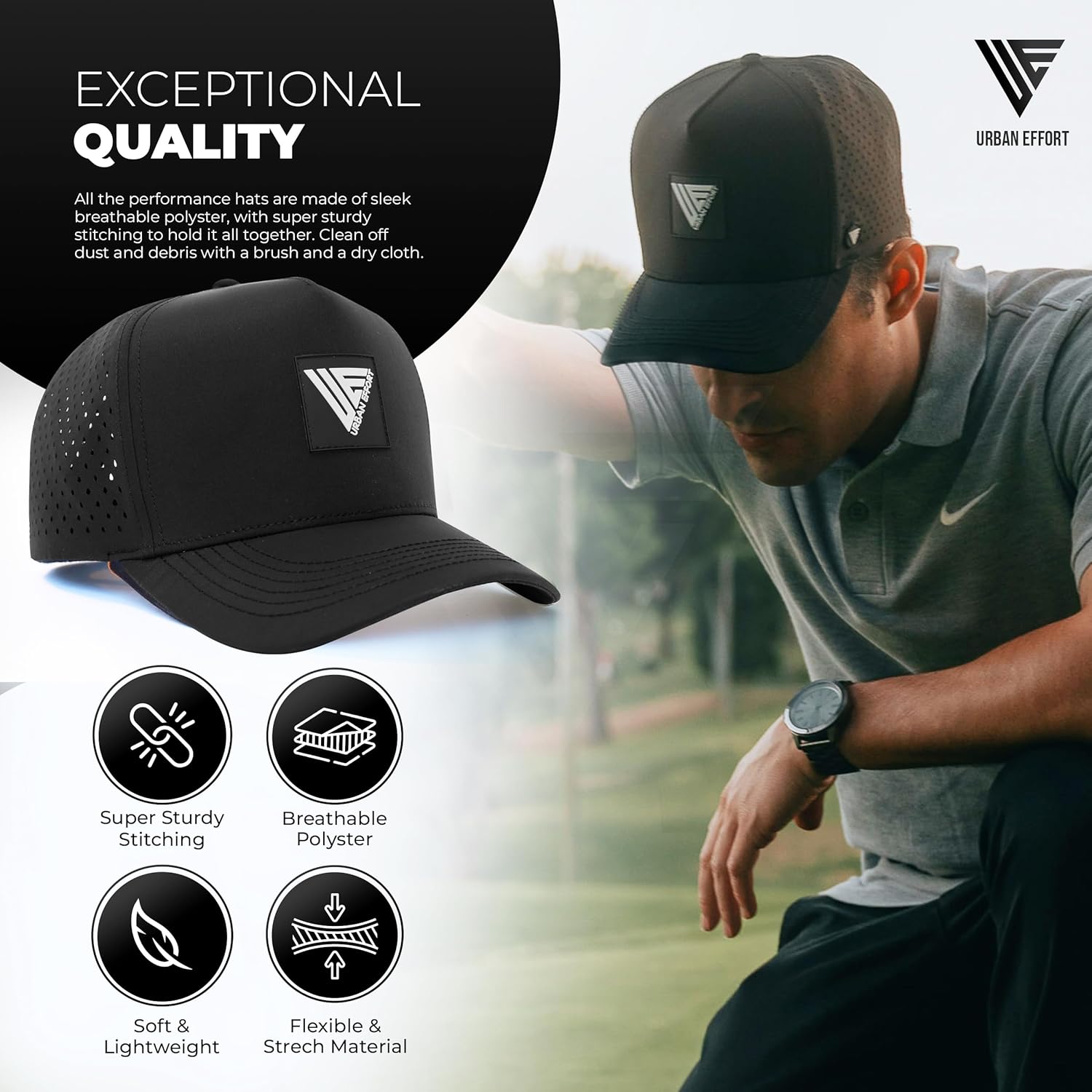Urban Effort Hydro Performance Hat-Water-Resistant Baseball Cap-Men and Women-Great Snapback for Golf, Adventure,Lake,Workout - Image 2