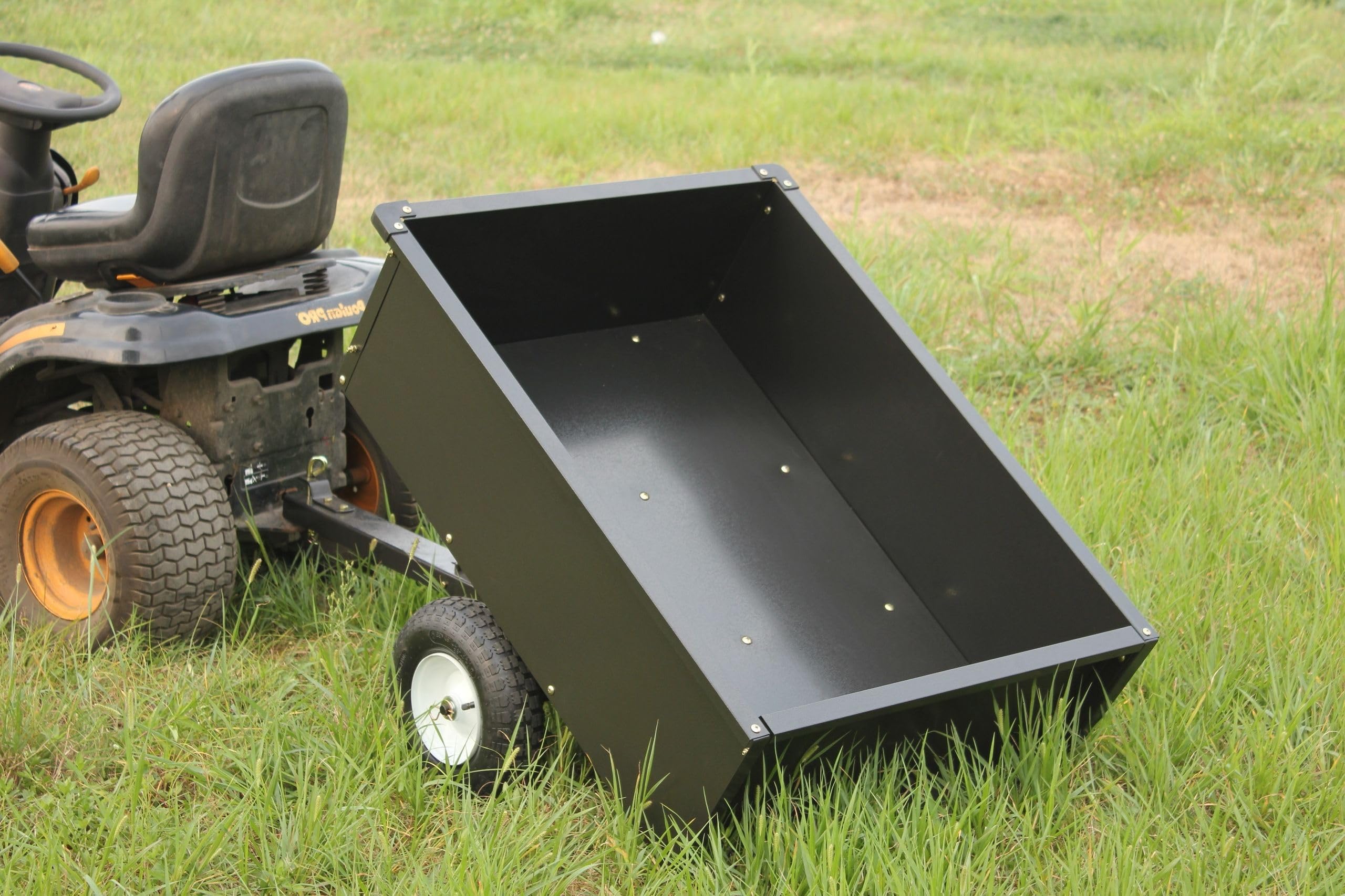 SECURA Remorque basculable capacité 180KG compatible avec Husqvarna Tracteur de pelouse