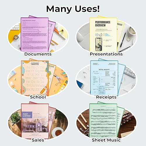 Miniatura 6 de Dunwell Fundas de plástico transparente para carpetas (paquete de 36, colores surtidos) Fundas de plástico para papel de 8.5 x 11 pulgadas,