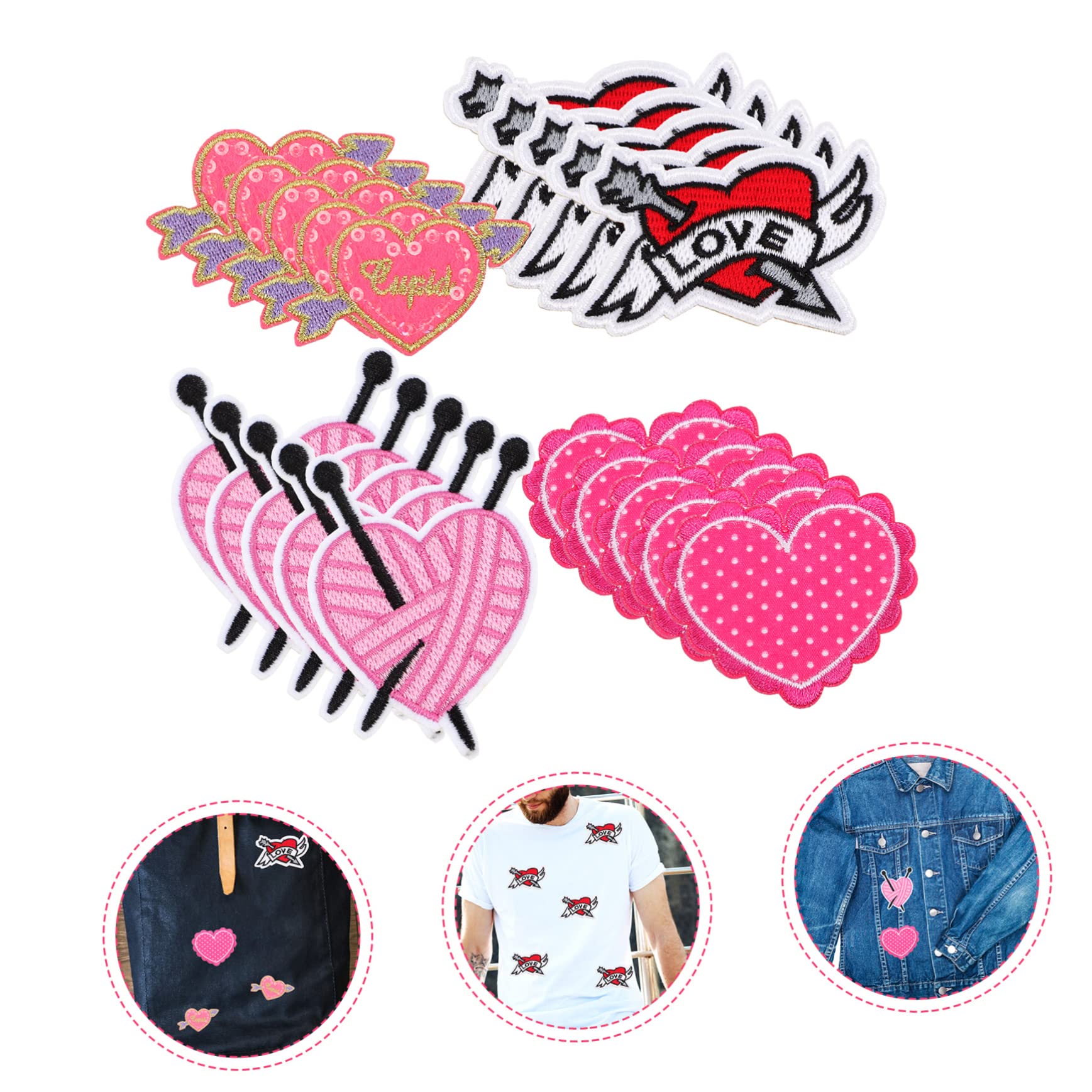 Uonlytech 4 Set Toppe Termoadesive Cuore Ricamate Per Riparazione Abbigliamento Patch Versatili Per Decorare Jeans Borse E Articoli Fai Da Te 20 Pezzi * 4