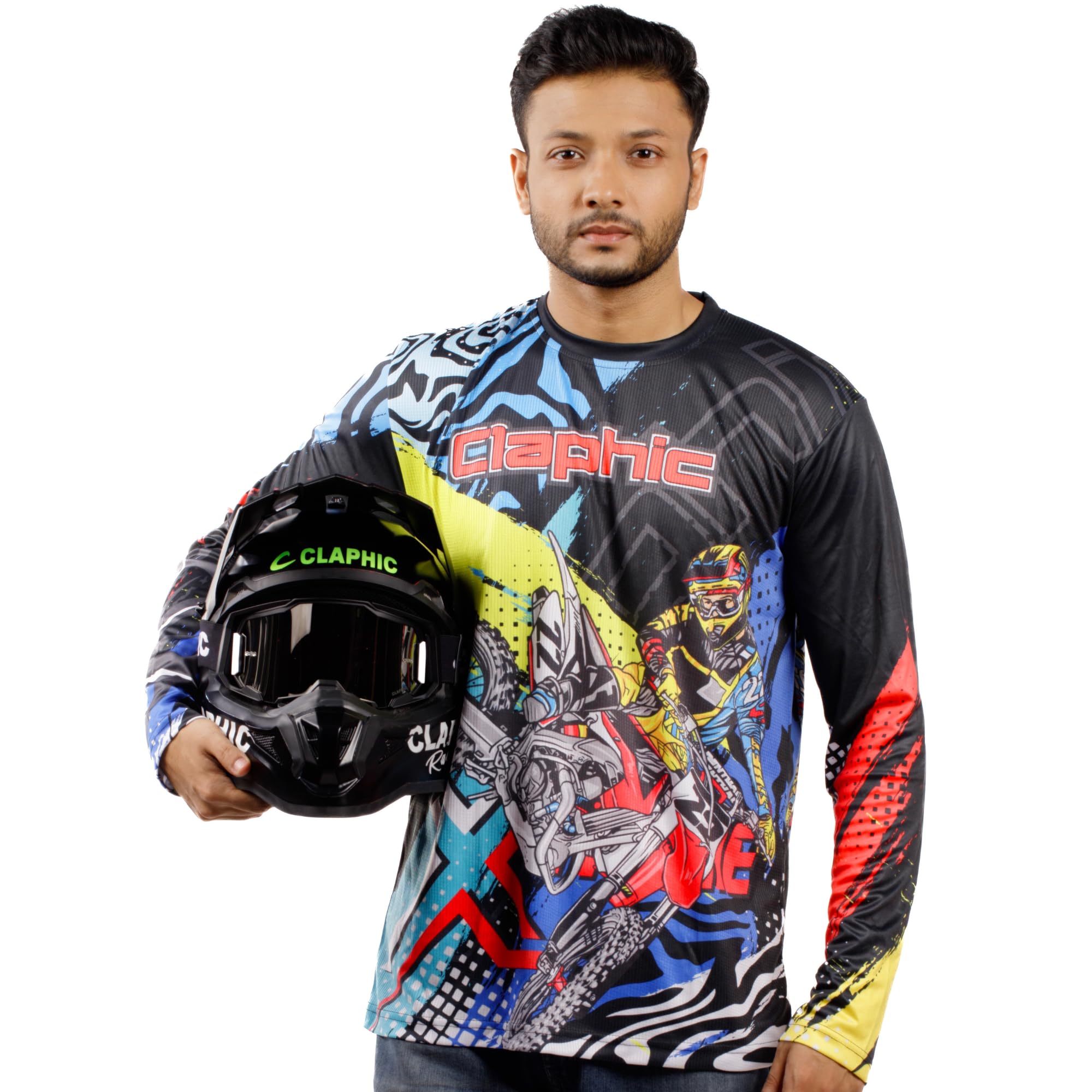 Code Biker Motocross Jersey for Men | Riding Jersey Full Sleeve | Breathable Mesh Back | Reflective Logo | Dirt Bike MX MTB Off-Road Riding Shirt | Sizes S to 2XL