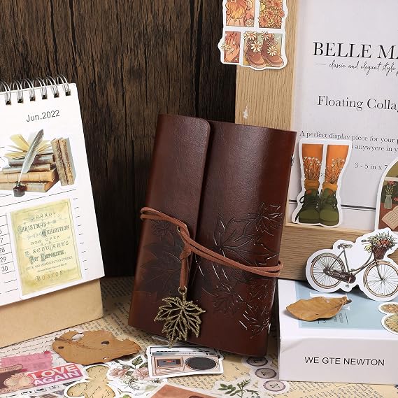228 Pcs Vintage Scrapbooking Sticker Paper with A7 Scrapbook for Journaling Retro Collection Aesthetic Stickers Washi Stamping Craft Kits Collage Album Cottage Picture Frames Botanical