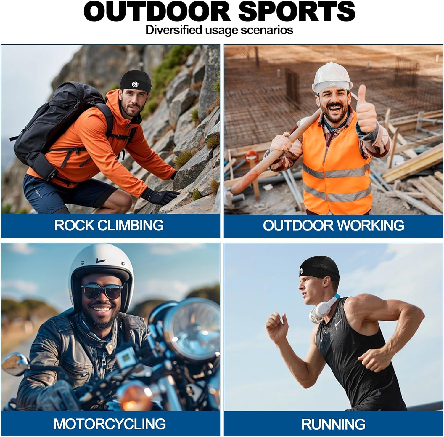 3Pcs Breathable Mesh Skull Caps for Men Women, Quick Dry Lightweight Sweat Helmet Liner, Hair Cooling Cap - Image 7