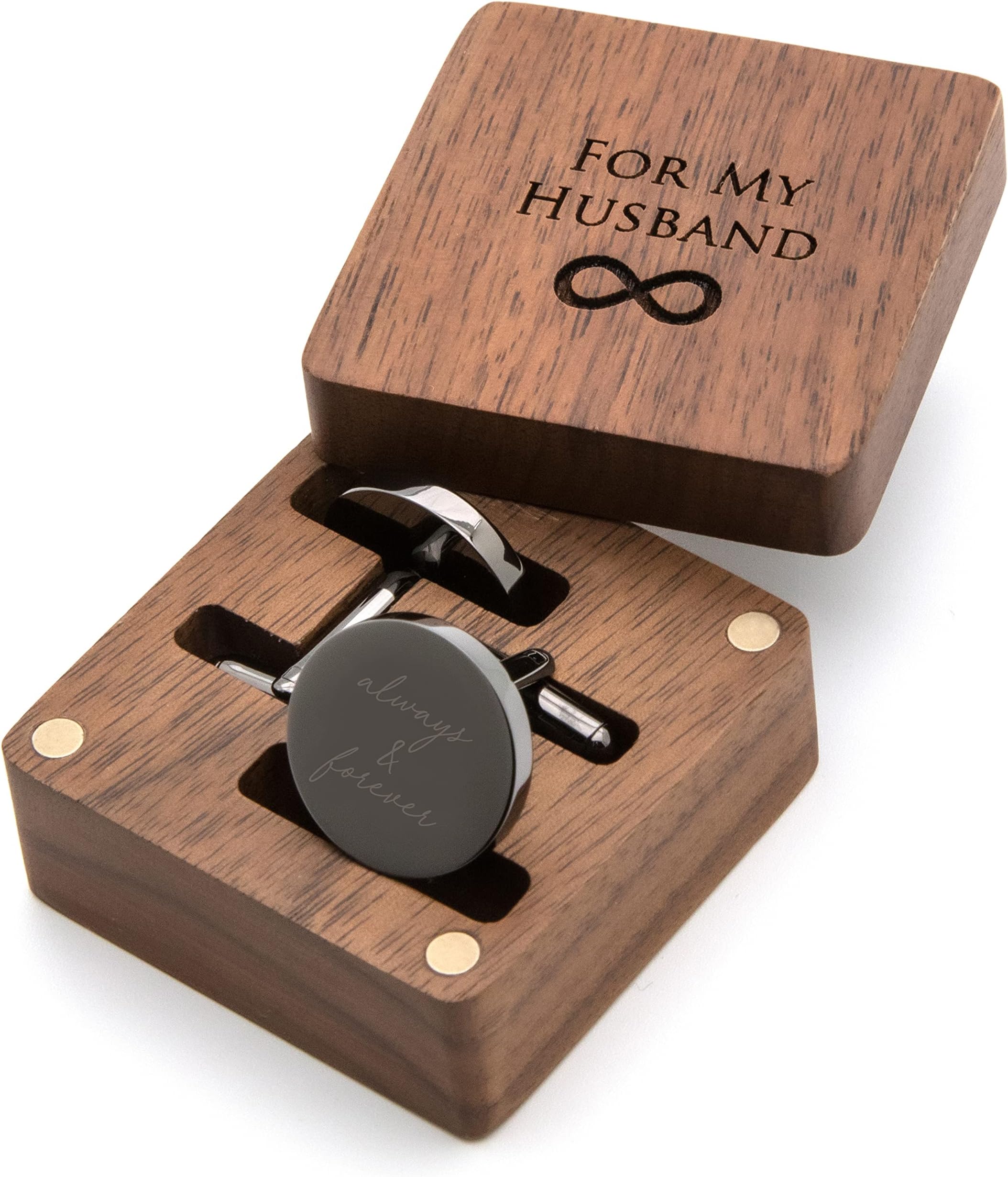 Cufflinks with Engraved Wood Gift Box
