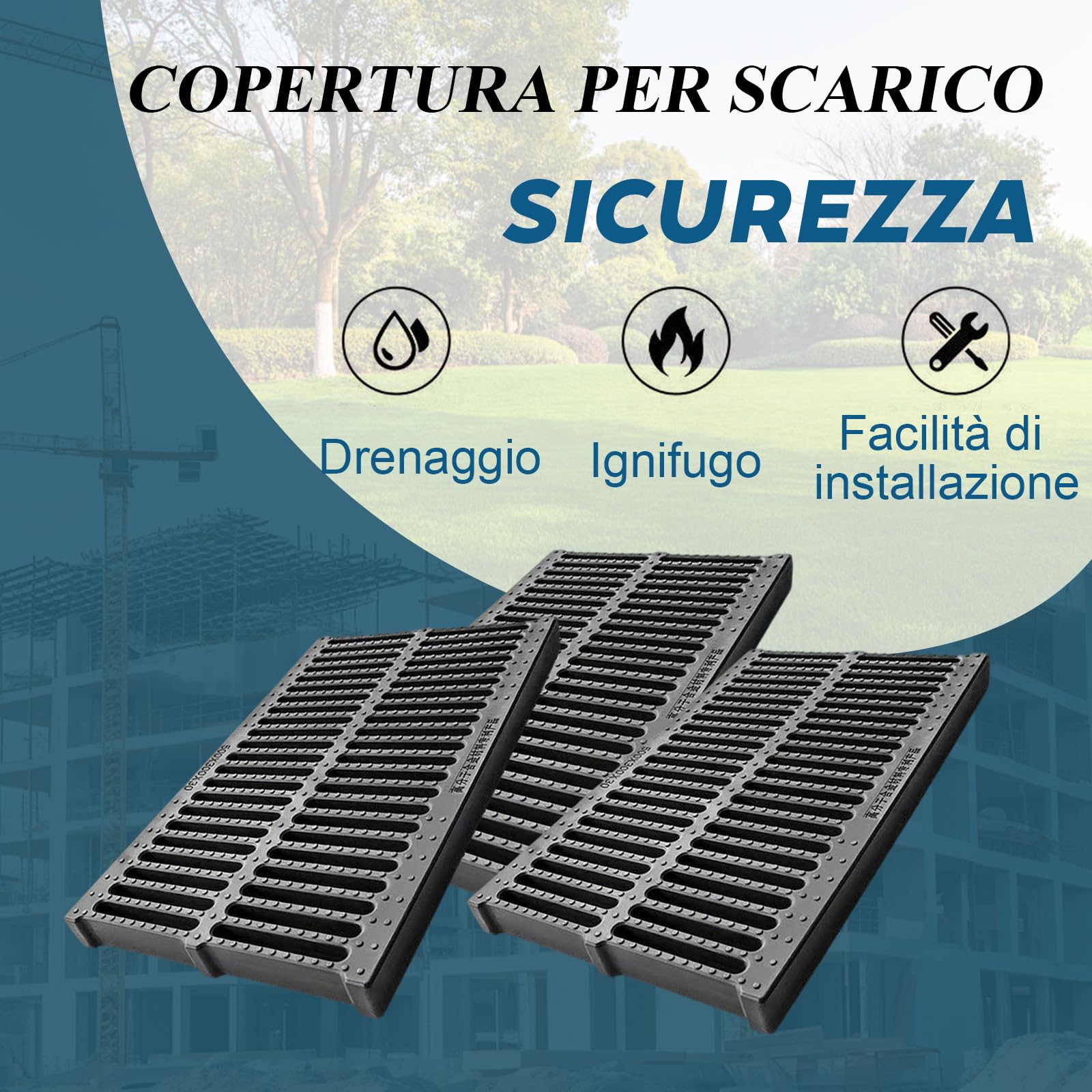 Copertura della Trincea,Fognarie Filtri Griglia della Trincea,Canaletta Drenaggio Acqua Piovana,Griglia di Fognatura per Prato e Giardino - Passaggio Pedonale e Auto Leggera