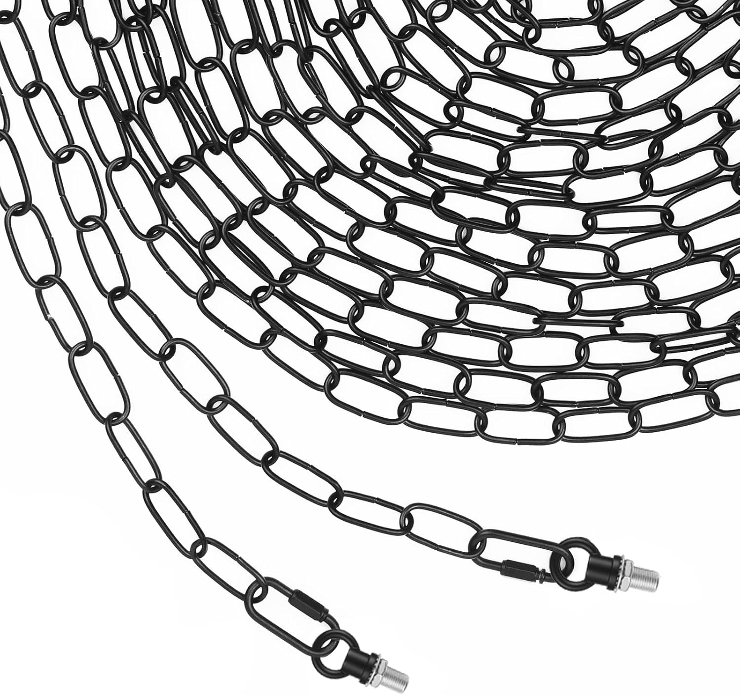 garini 2 Set 1/8 Inch Lighting Loops with Link Buckle Connectors for Ceiling Pendant Chandelier Chain Extension, Chain Links and Eye Nuts for Light Fixtures (Black)