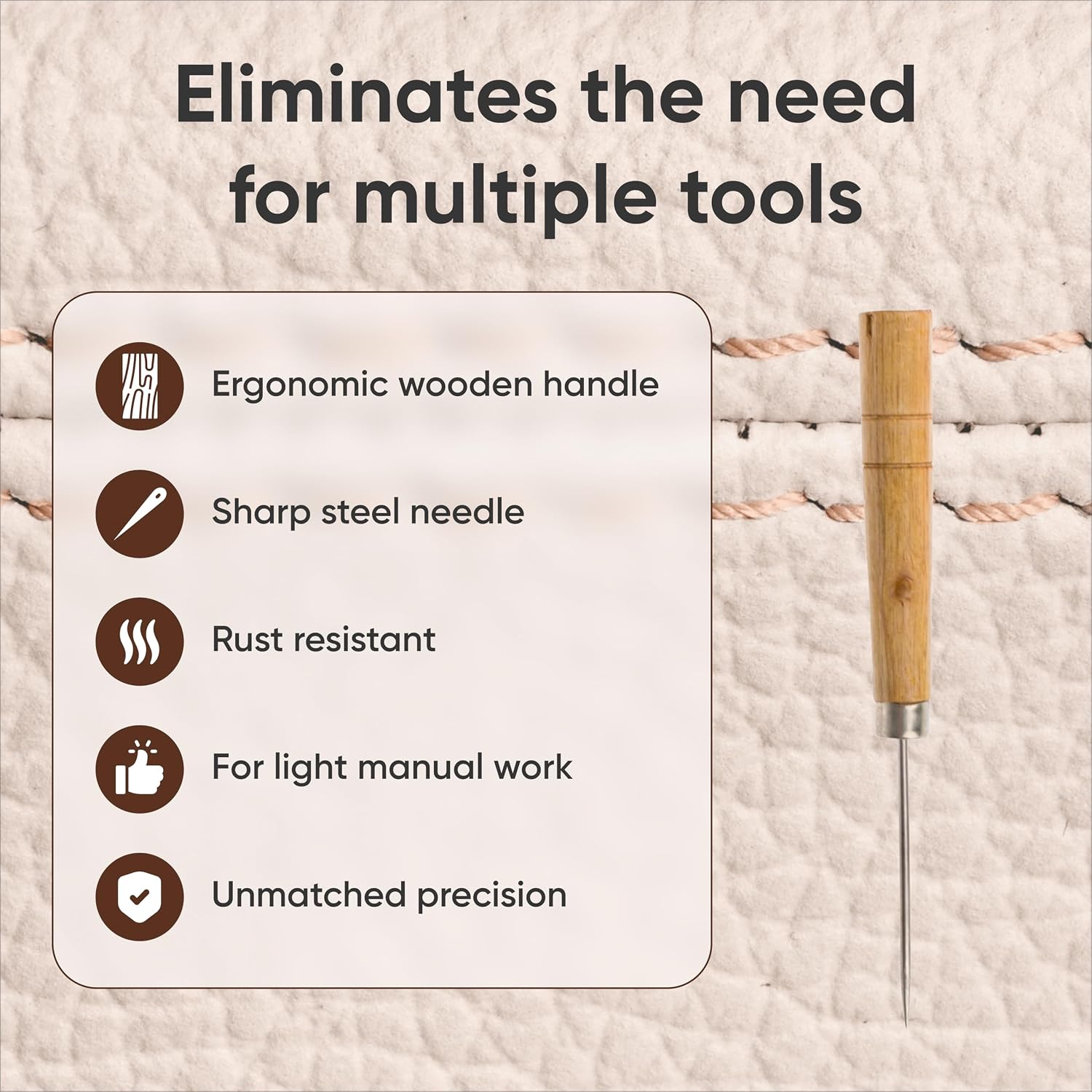 Leather Scratching Awl - Embroidery Handle Awl Tool - Bookmaking Wooden Awl - Scratch Sewing Awl Made of Wood