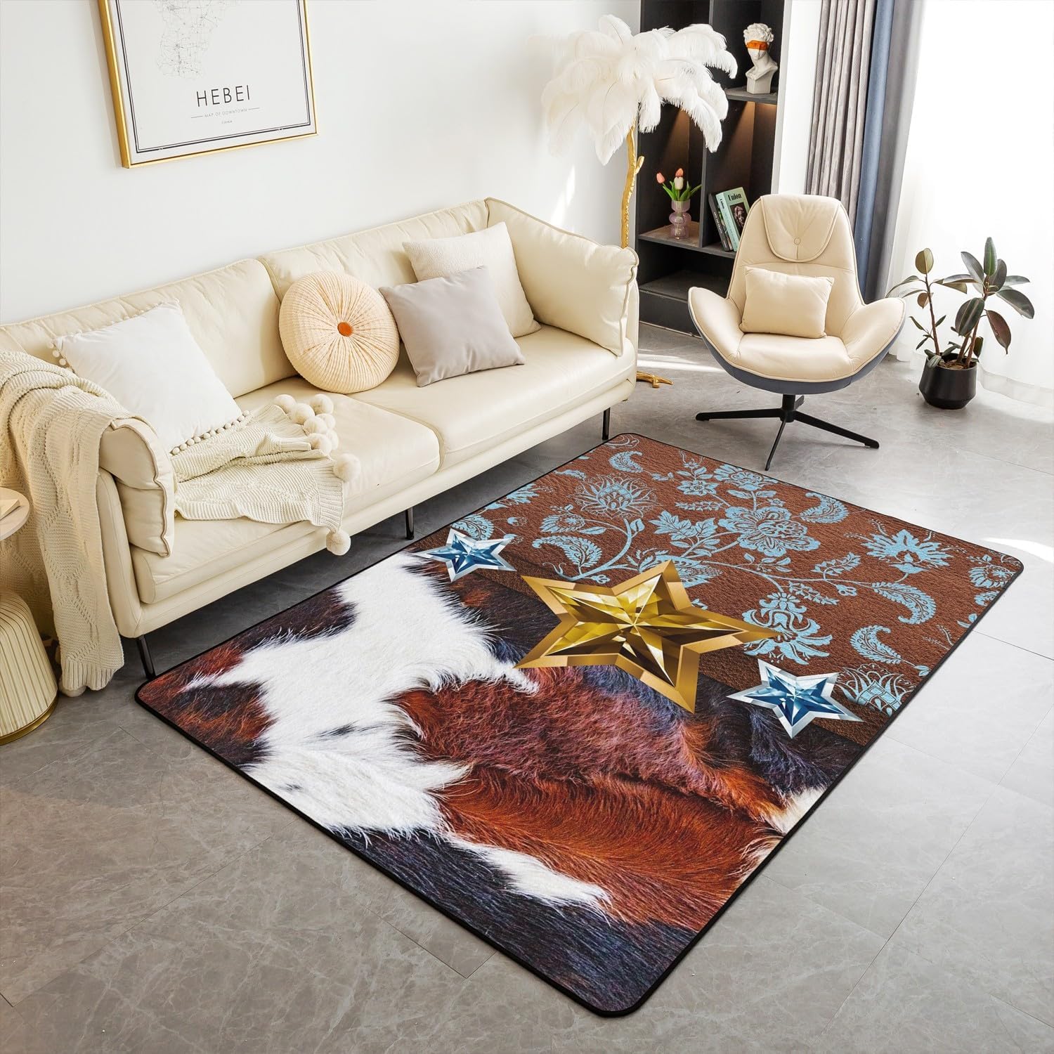 Tapis de sol anti-froid en flanelle 120 cm texture animal pour grand salon