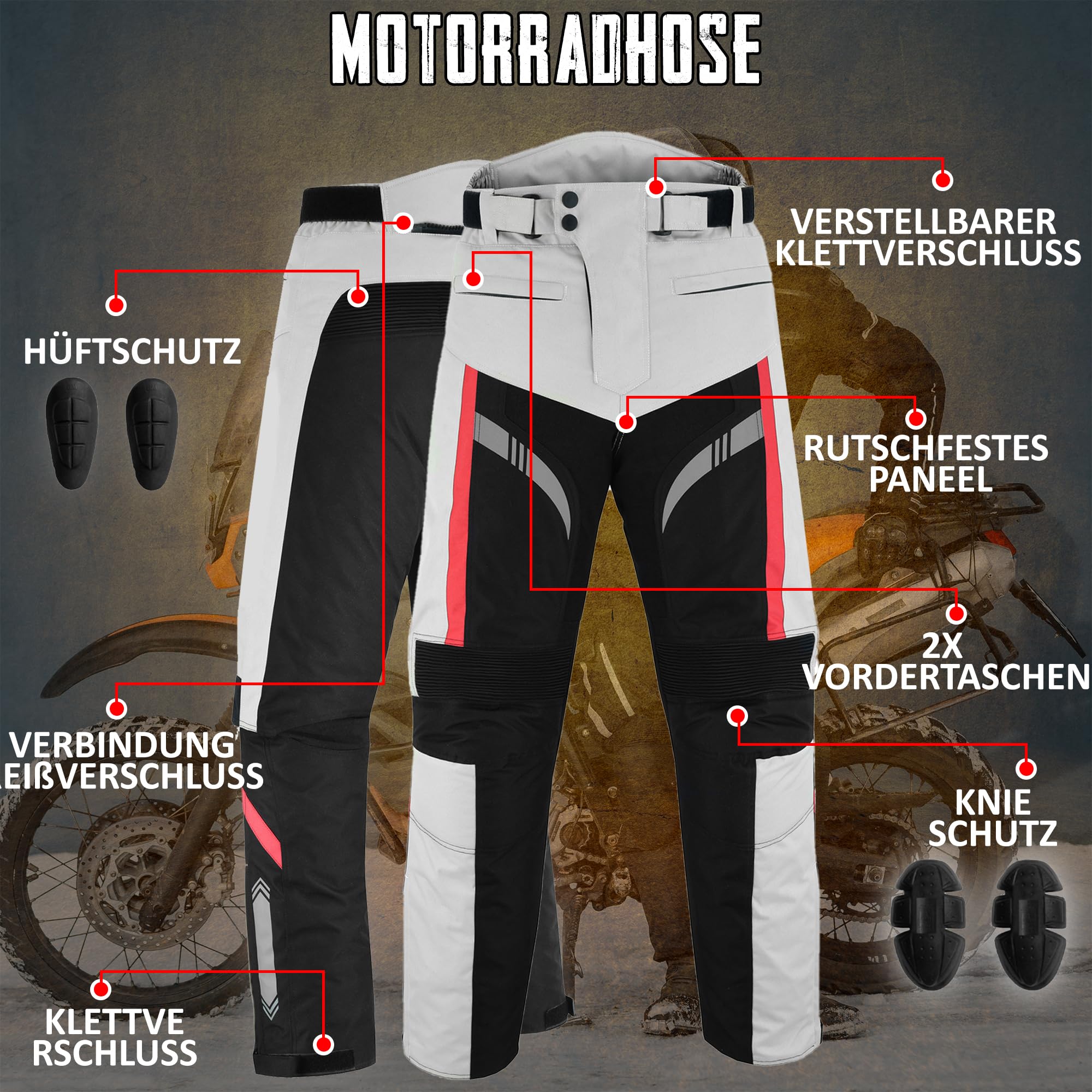 2-teiliger Motorrad-Cordura-Anzug für Herren, Biker-Rennanzug, wasserdichte Schutzjacke mit Hose und CE-Protektoren