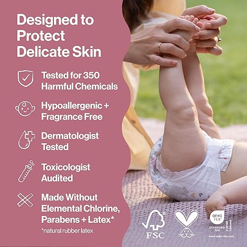 Vista 4 de The Honest Company Clean Conscious Diapers, hasta un 100% de protección contra fugas, diseñados para proteger la piel delicada, hipoalergénicos +