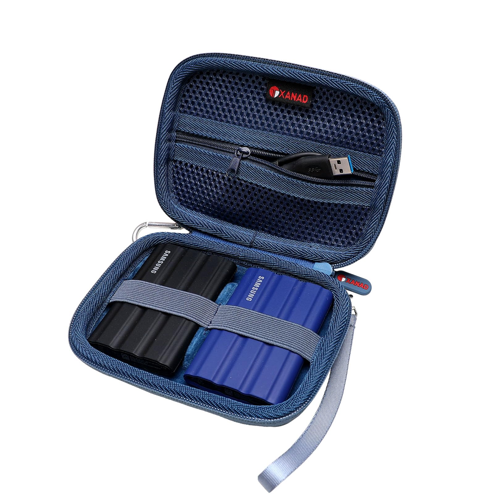 XANAD 2-in-1 Hard Case for Samsung T7 /T7 Shield// T7 Touch/Samsung T9/ Samsung T5 250GB 500GB 1TB 2TB 4TB Portable SSD,Blue