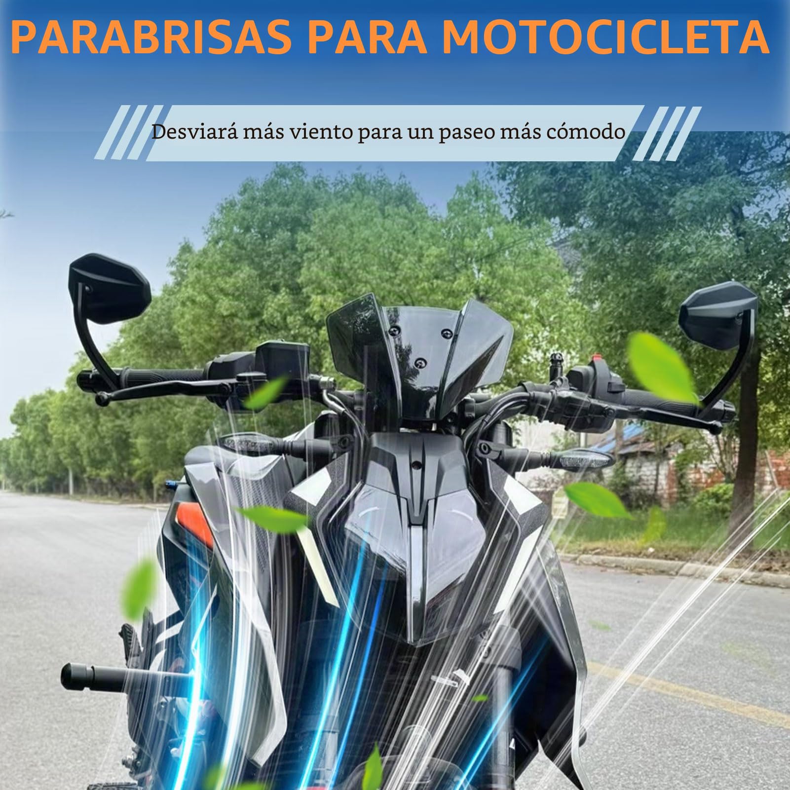 Parabrisas Deflector de Viento para K&T&M Duke 125/250/390 2024-2025 Visera Modificación Motocicleta (Humo Negro)