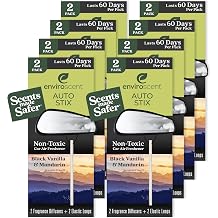 Enviroscent Non-Toxic* Car Air Freshener Auto Stix - Scents Made Safer - Enjoy Fragrance Lasts Up to 480 Days - Includes Auto Stix Diffusers & Elastic Loops - Black Vanilla & Mandarin Pack of 8