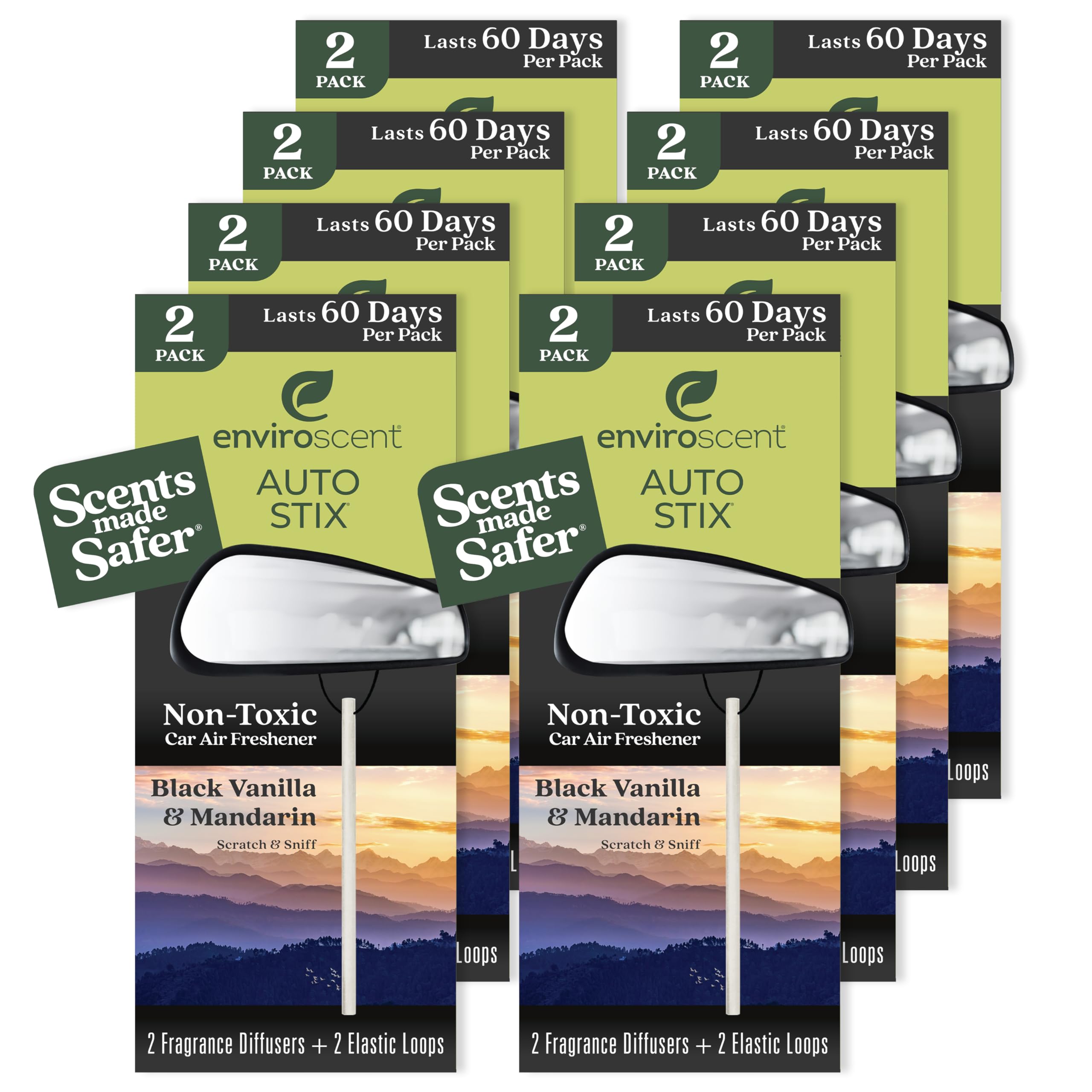 Enviroscent Non-Toxic* Car Air Freshener Auto Stix® (16 Sticks, Pack of 8)