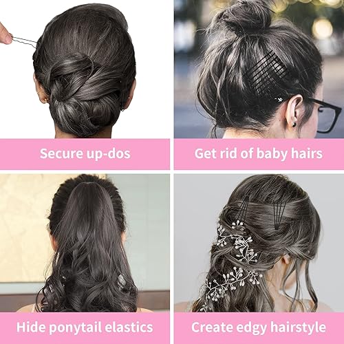 Miniatura 4 de Vaincre Horquillas para el cabello Bobby Pin  150 horquillas negras a granel con estuche de almacenamiento, horquilla sin dolor para moños,