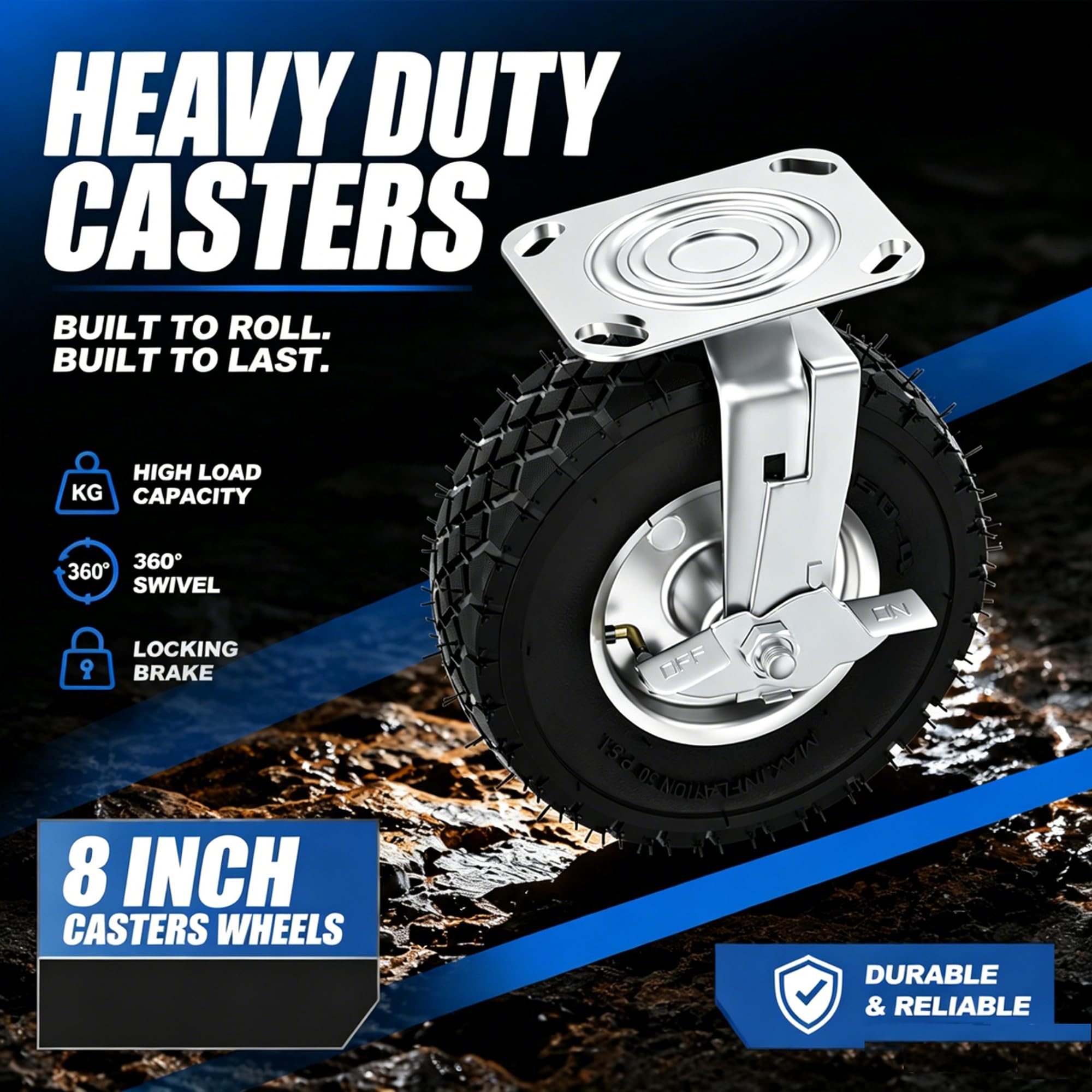 Heavy Duty Caster Wheels - 1000 lb Capacity -2