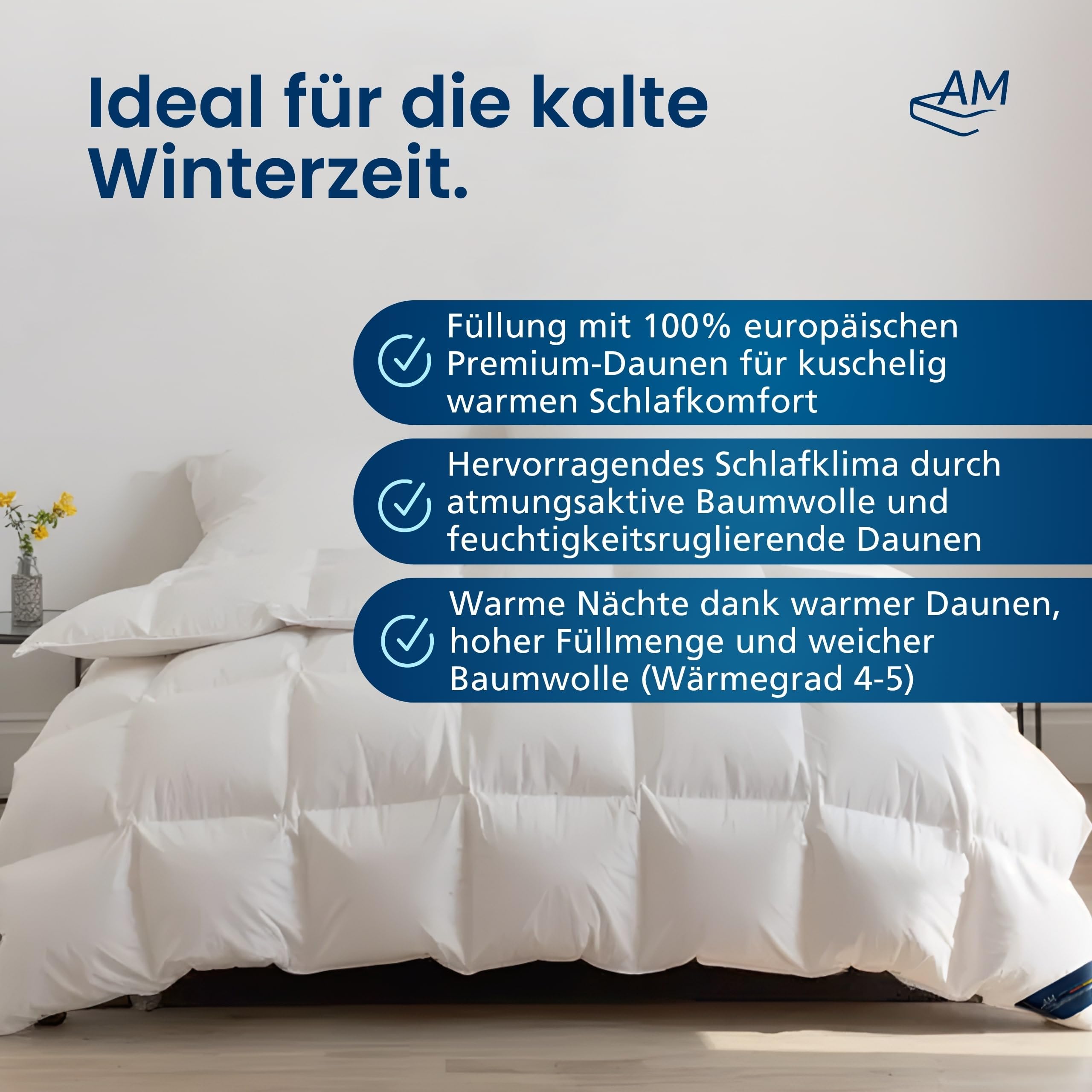 DormiGood - 100% dons - Extra warm donzen winterdekbed 140x200 cm - Winterdekbed 140 x 200 - Donsdekbed 140x200-100% Franse dons - Inlegwerk van katoen