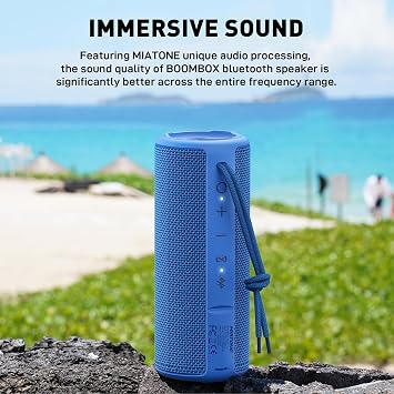 MIATONE Boombox مكبرات صوت بلوتوث محمولة في الهواء الطلق مكبر صوت لاسلكي مقاوم للماء - أزرق