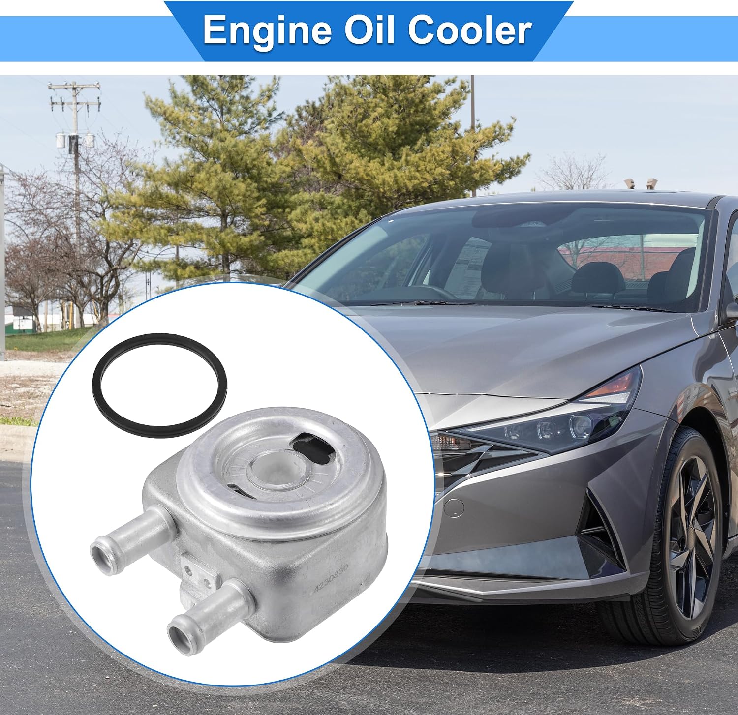 Engine Oil Cooler Kit Compatible for Hyundai Tucson Sonata, Durable Aluminum Alloy Silver Tone Transmission Oil Cooler with O-rings Seal