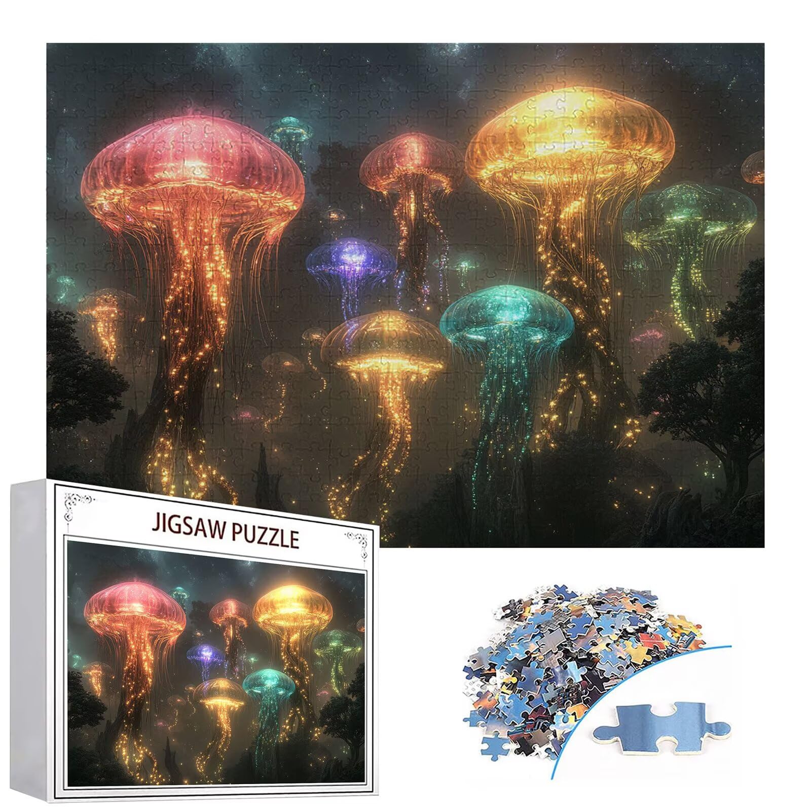 Puzzle 3000 elementów meduza puzzle dla dorosłych las 122 x 81 cm Unikalne rzemiosło klasyczne 3D drewniane układanka do rodzinnych gier aktywnych, układanka do samodzielnego wykonania nawet do