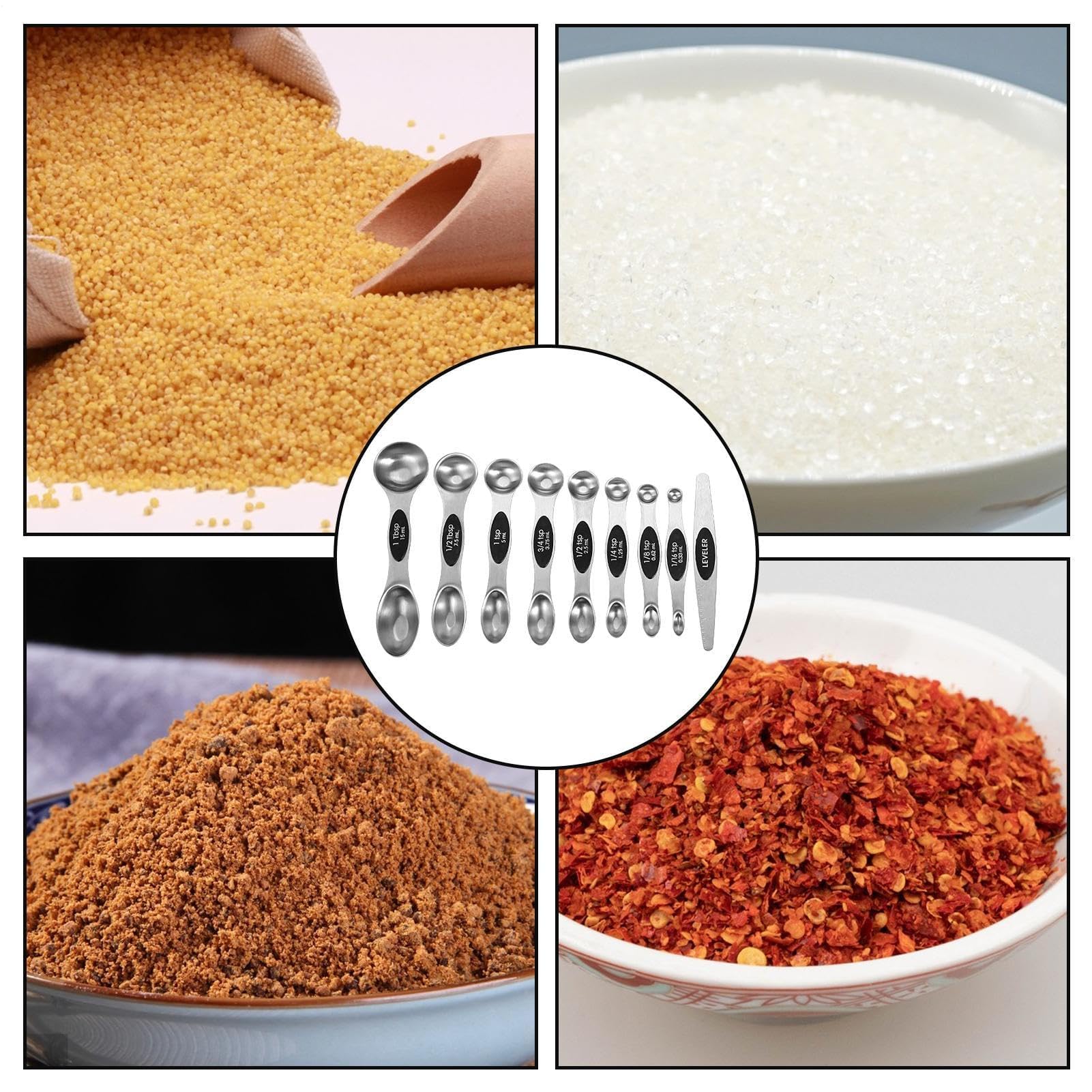 Messbecher-Set, 9 Stück Edelstahl Magnetische Messlöffel zum Backen und Kochen, passend für die meisten Küchengläser, unverzichtbares Küchenwerkzeug