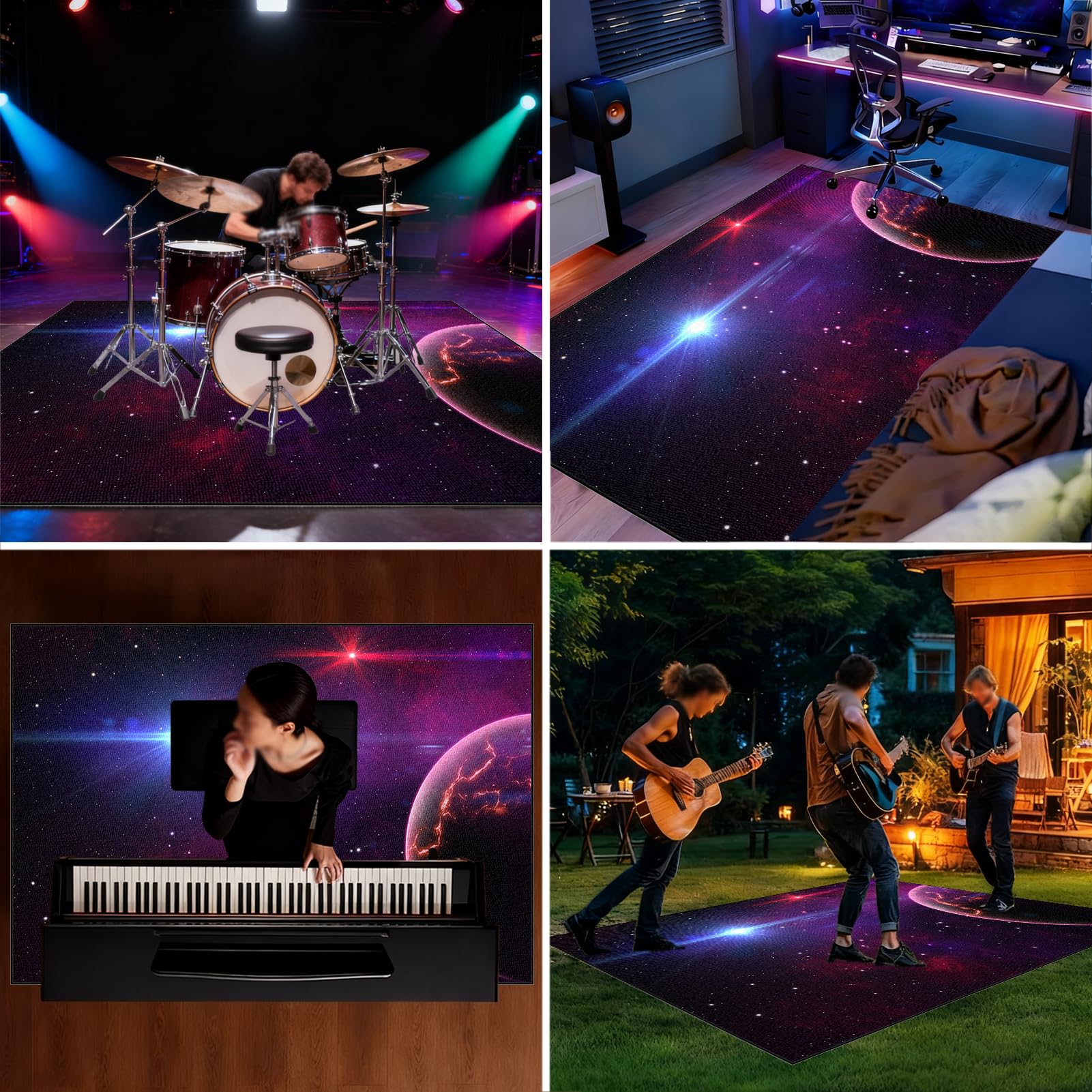 230 x 180 cm Tappetini per Batterie Tappetino Tamburo Insonorizzato Tappeto Drum Carpet per Batterie Acustica elettroniche Rullante Snare Drum Grancassa Tappeto Antiscivolo Tappeto per Batteria