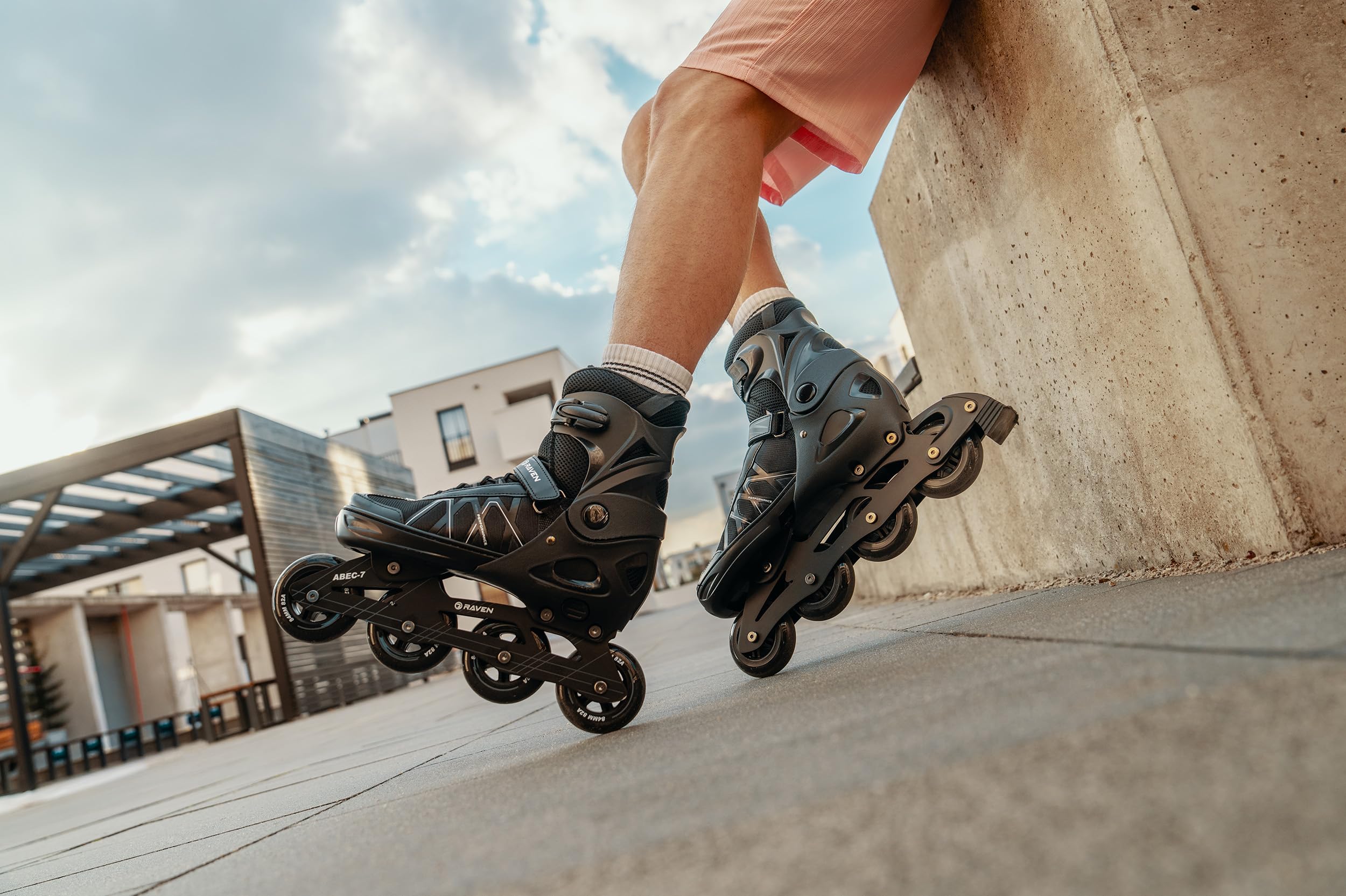 Raven - Roller en Ligne Expert du 43 au 46 + Patin à Glace Adulte Enfant Mixte Taille Ajustable Noir Raven