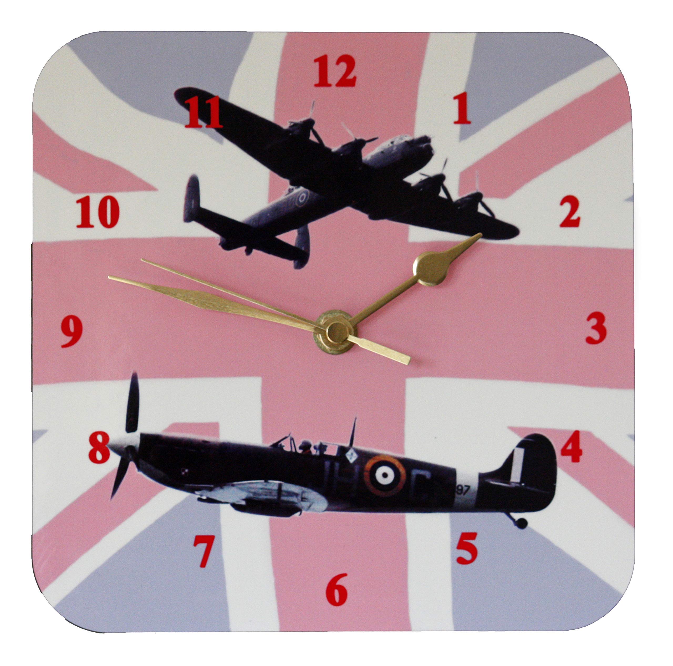 World War 2 Classic Planes on the Union Flag - Wall Clock (19cm x 19cm)