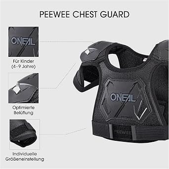 O'Neal Unisex-Child Pee Wee Chest Protector (Black, Large/X-Large)