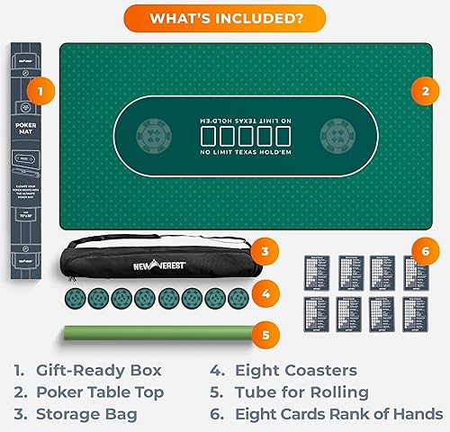 Miniatura 7 de Newverest Mesa de póquer de 70 x 35 pulgadas, tapete de póquer Texas Hold'em para noches de juego en casa de hasta 10 jugadores, blackjack, casino