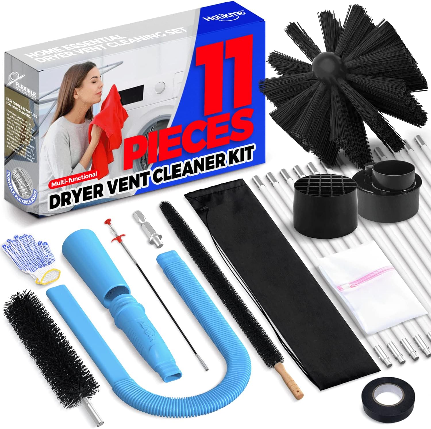 Amazon.com: Holikme 11 Pieces Dryer Vent Cleaner Kit Dryer Cleaning ...