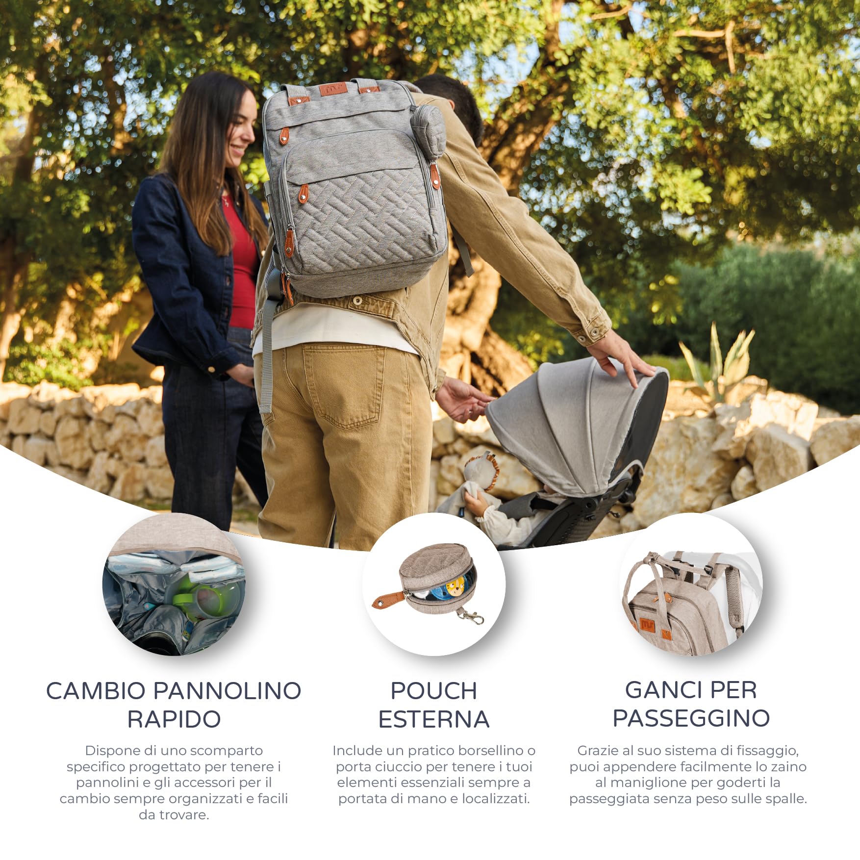 ms Zaino per pannolini per bambini, zaino per pannolini grande, multifunzione, per neonati, porta ciuccio e mamma e papà (Unisex)