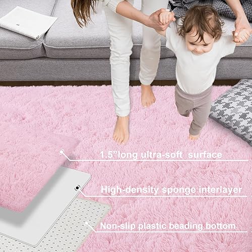 Miniatura 178 de Kelarea Alfombra de área para sala de estar, 3 x 5, antideslizante, color azul turquesa, esponjosa, suave, alfombra de felpa peluda para dormitorio